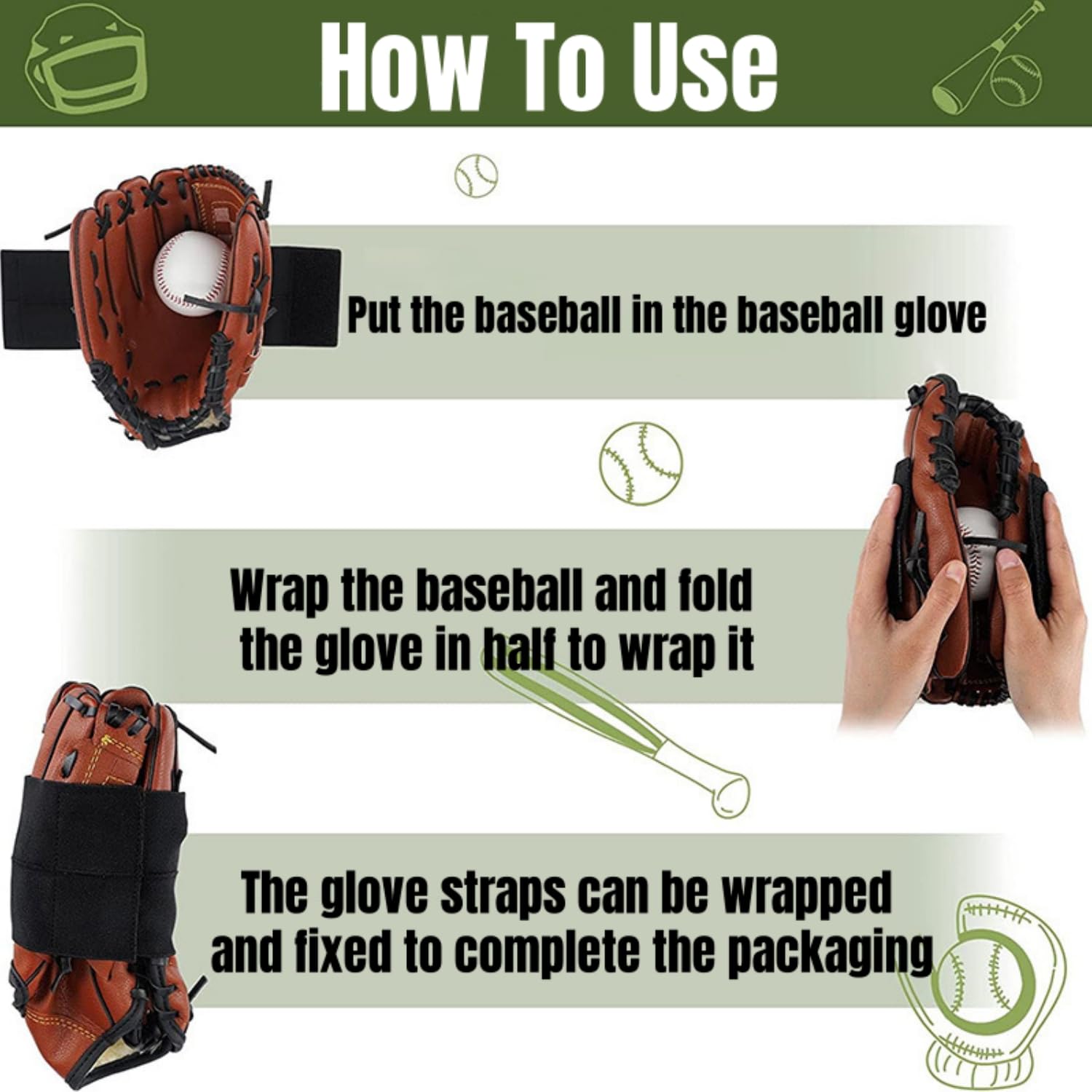 Élastique Enveloppe de Gants de Softball, Sangles Élastiques pour Gants de Softball, Sangle de Gant de Baseball, Maintient Rapidement la Poche Formée, Facile à Mettre et à Enlever Cadeaux D'athlète