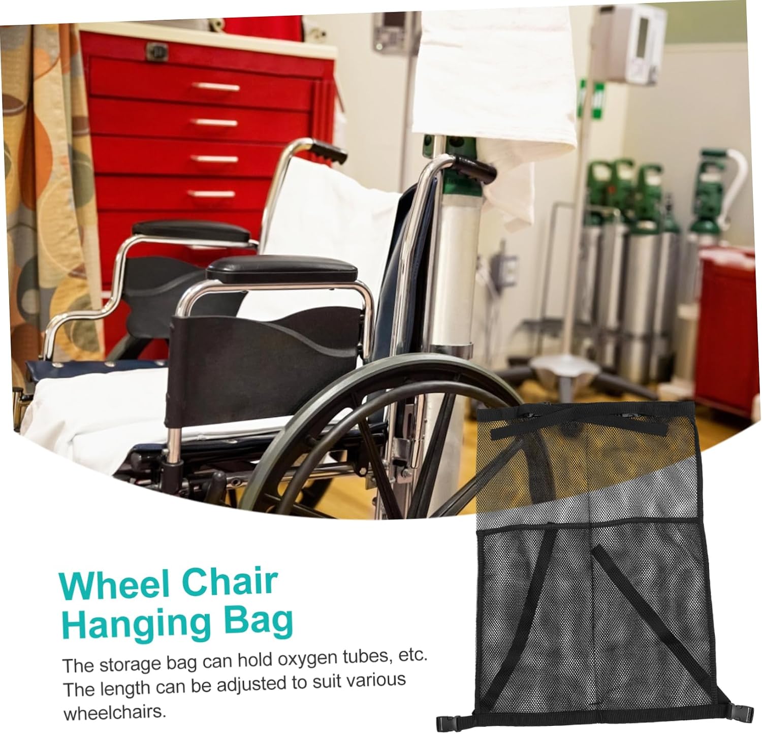 Wheelchair Storage Bag Pouch Back Pouch for Oxygen Cylinder Easy Install Remove for Wheelchair Users