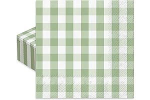 Whaline 6.5"x6.5" Green Gingham Napkins