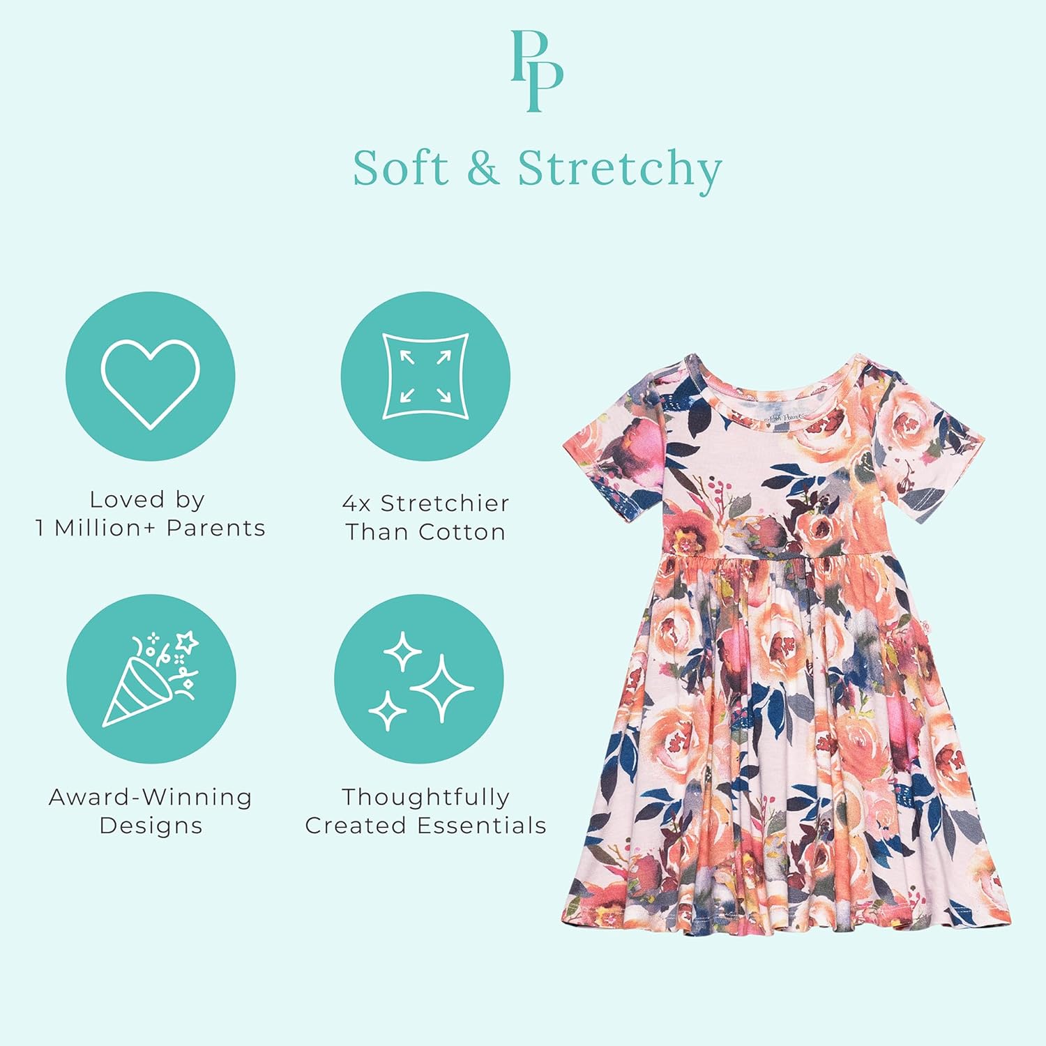 Posh Peanut Girls Dresses – Soft Toddler Twirl Dress Made with Viscose from Bamboo – Fall, Spring, Summer Dresses for Girls - Image 3