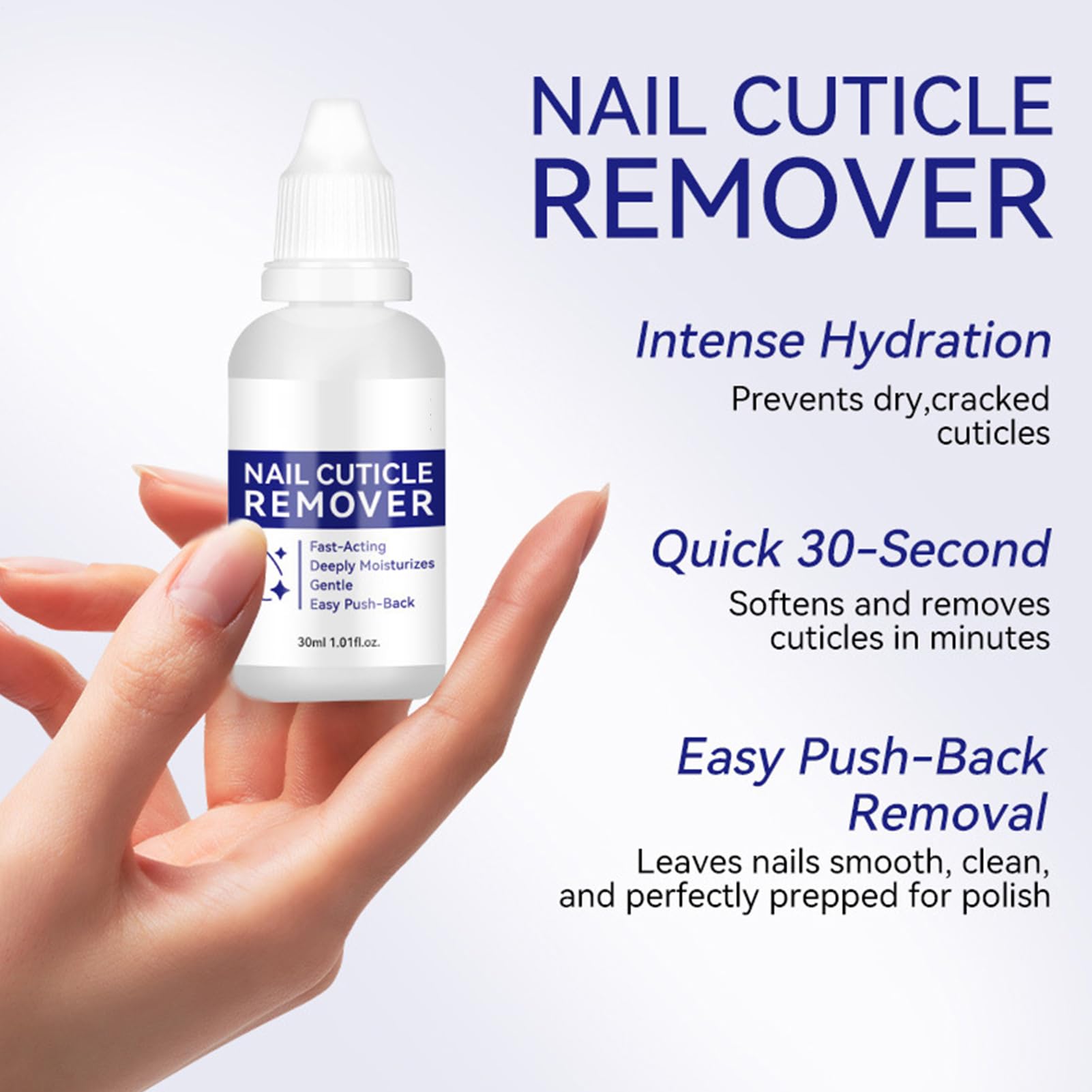 30ml Cuticle Remover Liquid, Hydrating Manicure Tool for Dry, Damaged, or Brittle Nails, Hangnails, Dead Skin, Hands and Feet, Routine, Home or Salon Use, Soft, Smooth, Easy Cuticle Care
