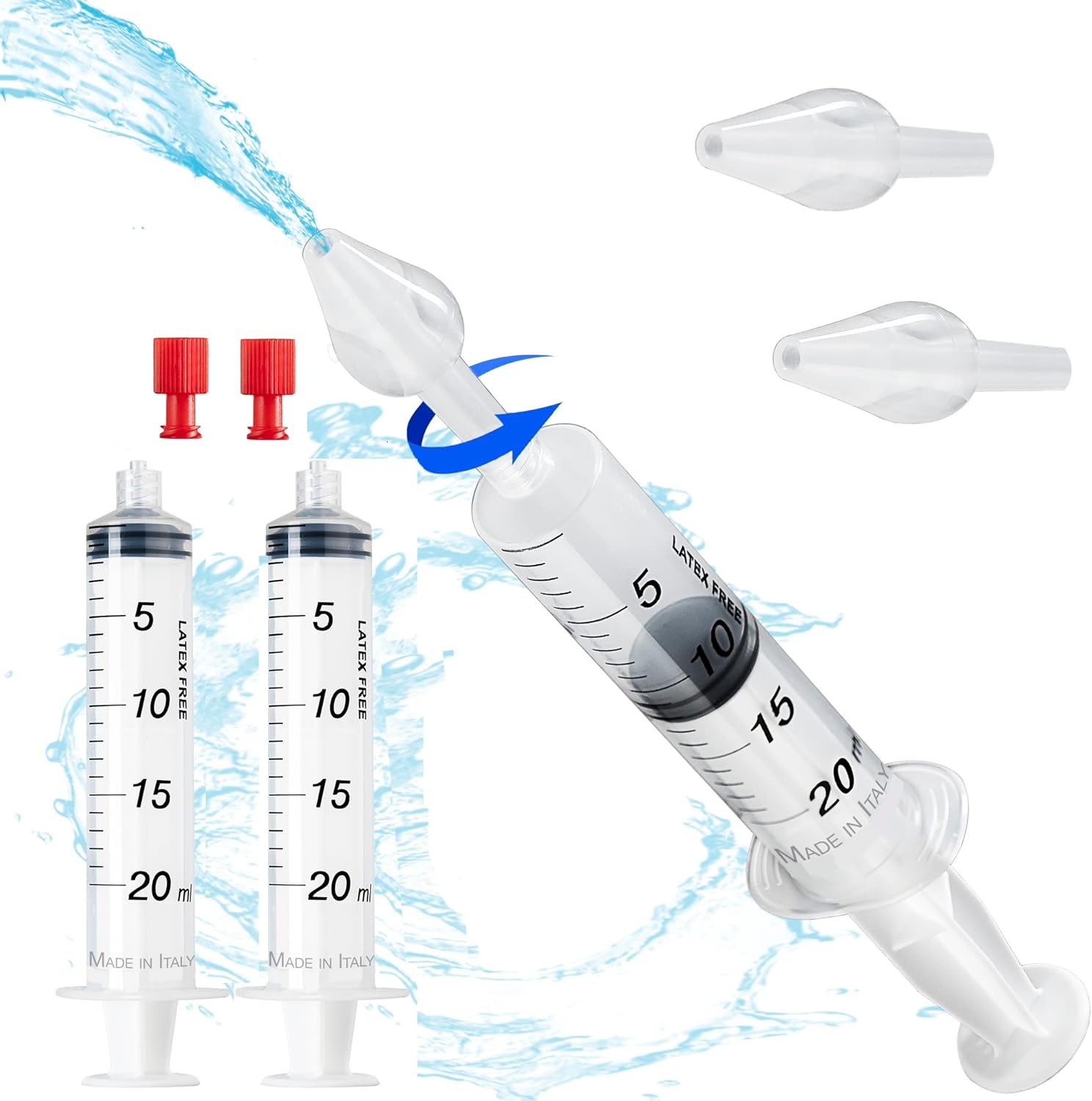 A&M Italia Set Irrigatore Nasale Bambini - Made in Italy - 2 Siringhe + 6 Olive x Lavaggio Naso