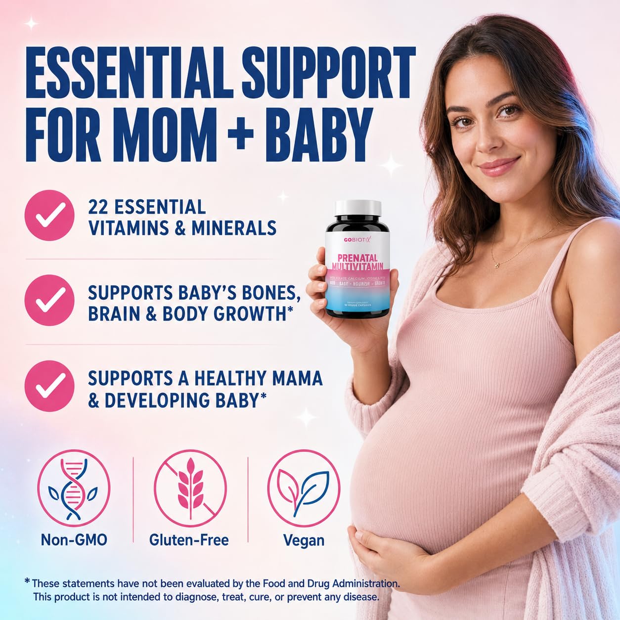 GOBIOTIX Prenatal Vitamins for Women - Multivitamins with Iron, Calcium, Vitamin D2, C, Zinc & Folic Acid for Pregnancy - Pre and Postpartum Essentials - Non-GMO - 90 Capsules — Amazon image 5