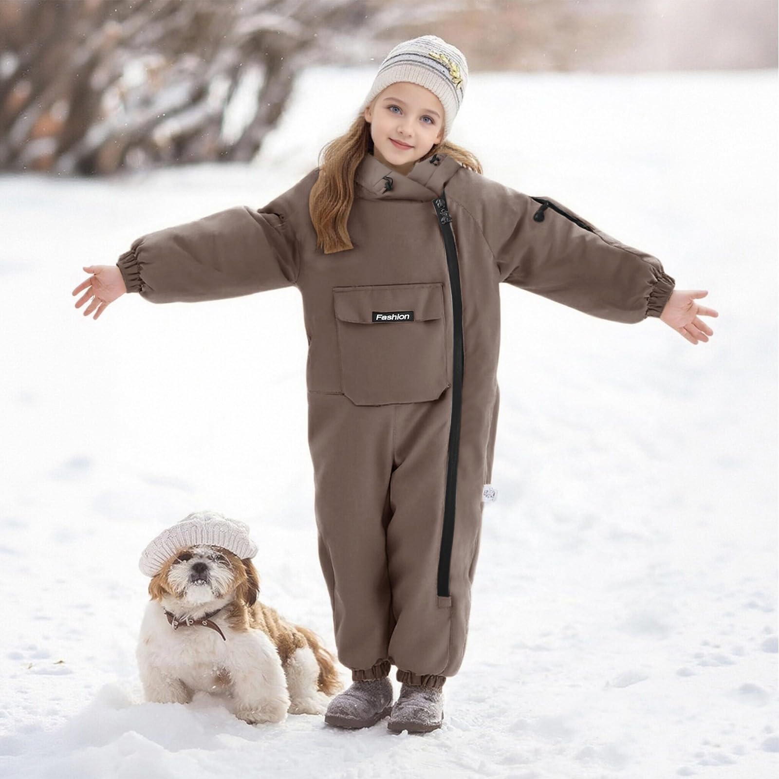 Generisch Schneeanzug Mädchen Jungen Skioverall Winter Warme Skianzug Kinder Plüschfutter Gefüttert Fleece Schneeanzug Winddichter Outdoor Sport Overall Schneeoverall Skibekleidung