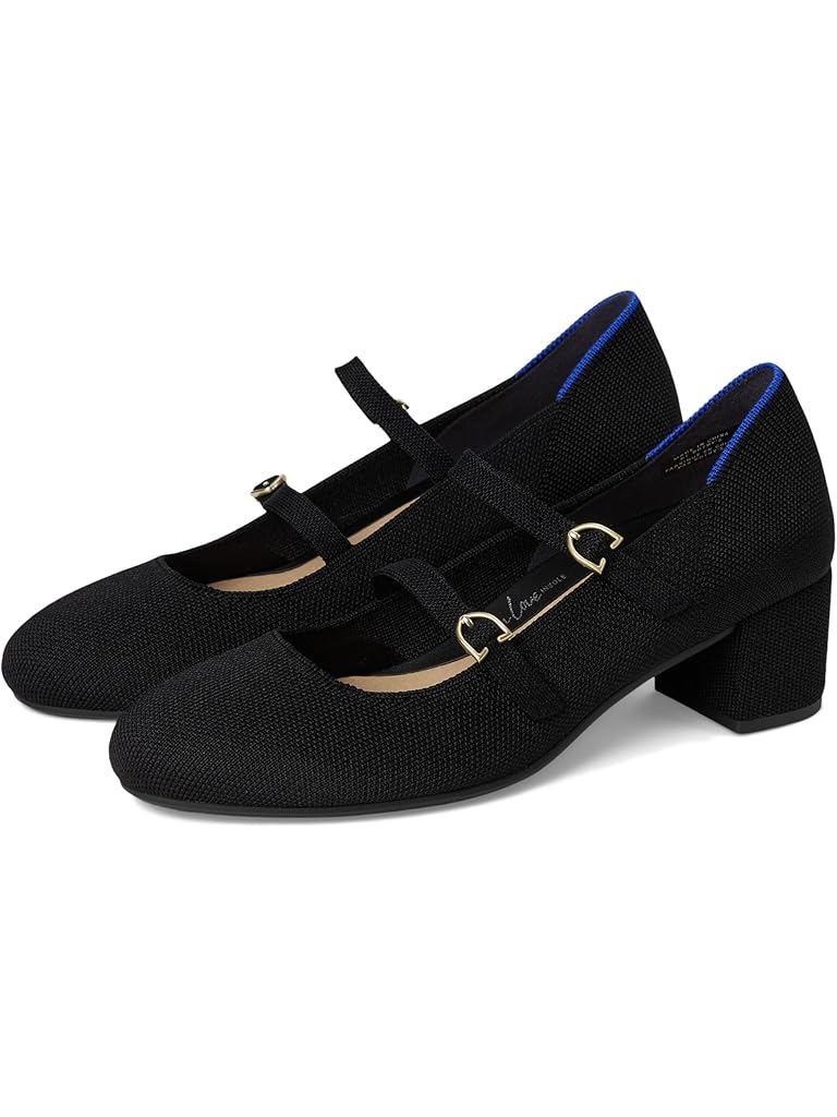 Black Rothy's The Double Buckle Mary Jane Heel