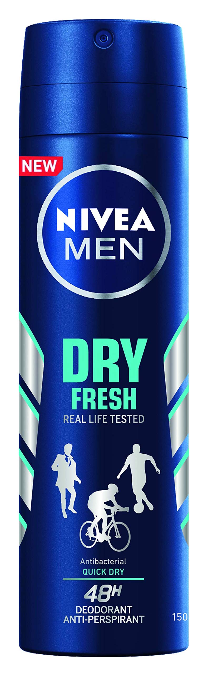 NIVEA MEN Dry Fresh Spray Desodorante 6 x 150 ml, Hombre con Fórmula Dual Active, Antitranspirante para 48 h de Frescor Intenso
