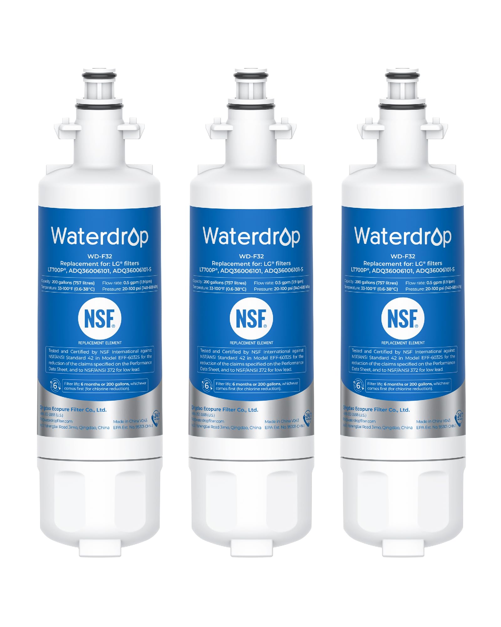 Waterdrop ADQ36006101 Replacement for LG LT700P Refrigerator Water Filter Kenmore 9690 469690 ADQ36006102 LFXS30766S LFXS24623S FML-3 RFC1200A RWF1200A