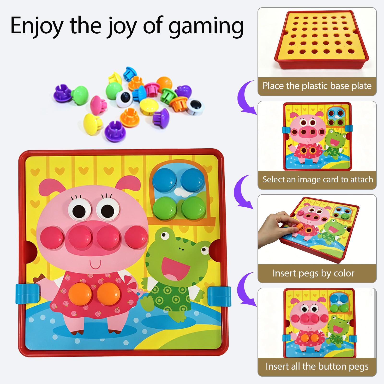 Cylora Montessori Toys Mozaika zabawka dla dzieci od 2 lat, do nauki kolorów, prezent dla dziewcząt lub chłopców, gra w dobór kolorów, zabawka edukacyjna