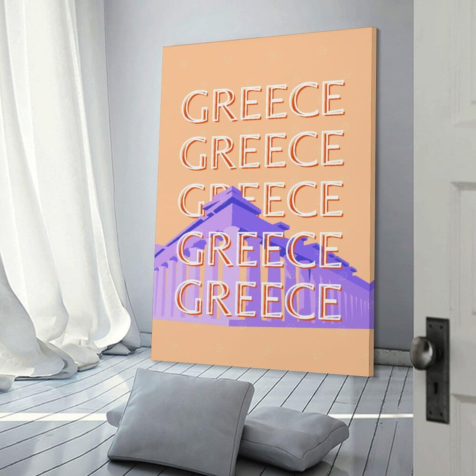 Junmoney Greece Travel (4) Canvas Wall Decor, 24x36inch(60x90cm), for New Homes, Bedrooms Or Workspaces, Gift Idea for Housewarming And Birthdays