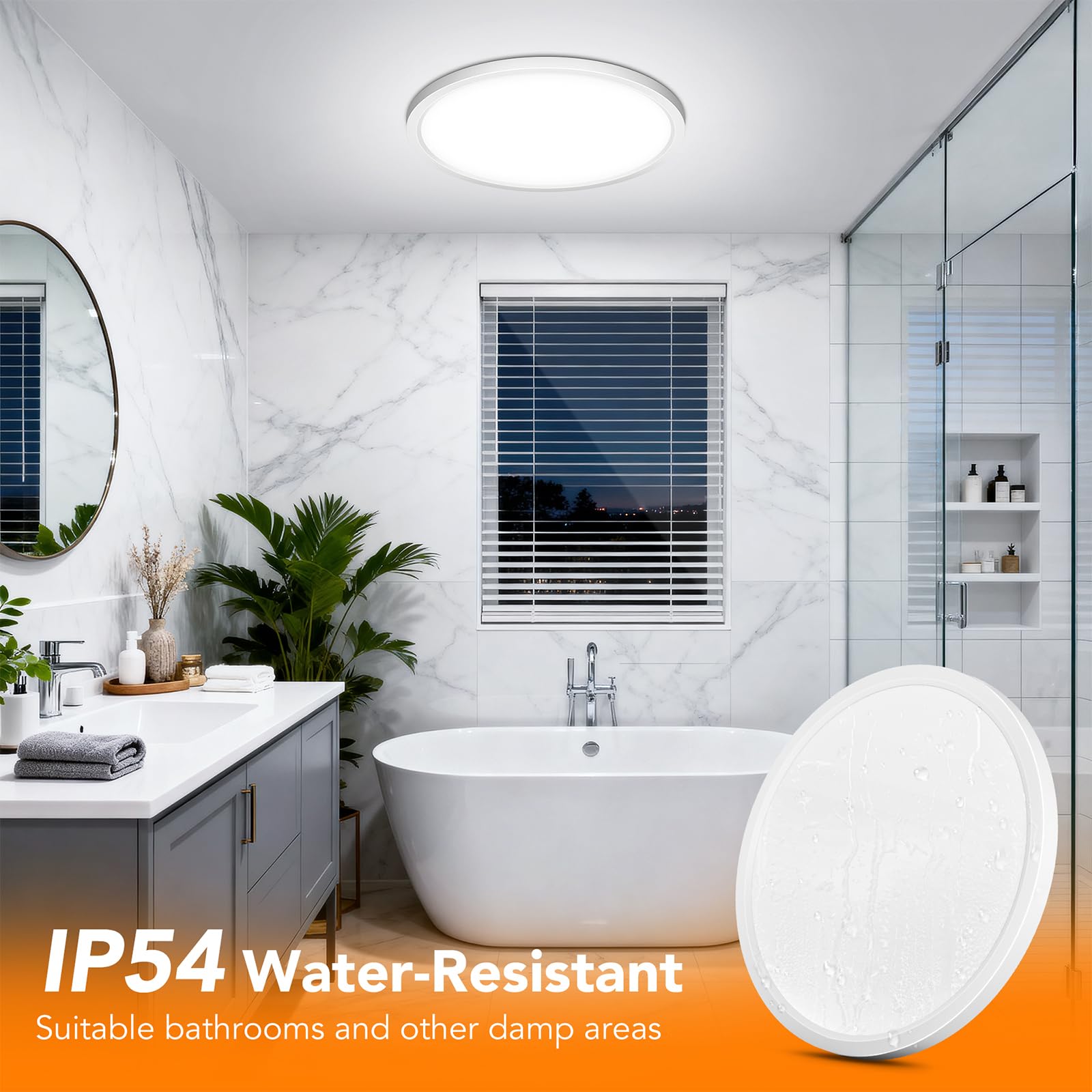 Plafoniera LED Soffitto, 32W 3200LM Lampada da Soffitto Ultrasottile, 3000K/4000K/6500K, moderna IP44 Impermeabile Lampada per Soggiorno, Bagno,Camera da Letto,Cucina,Ø40CM