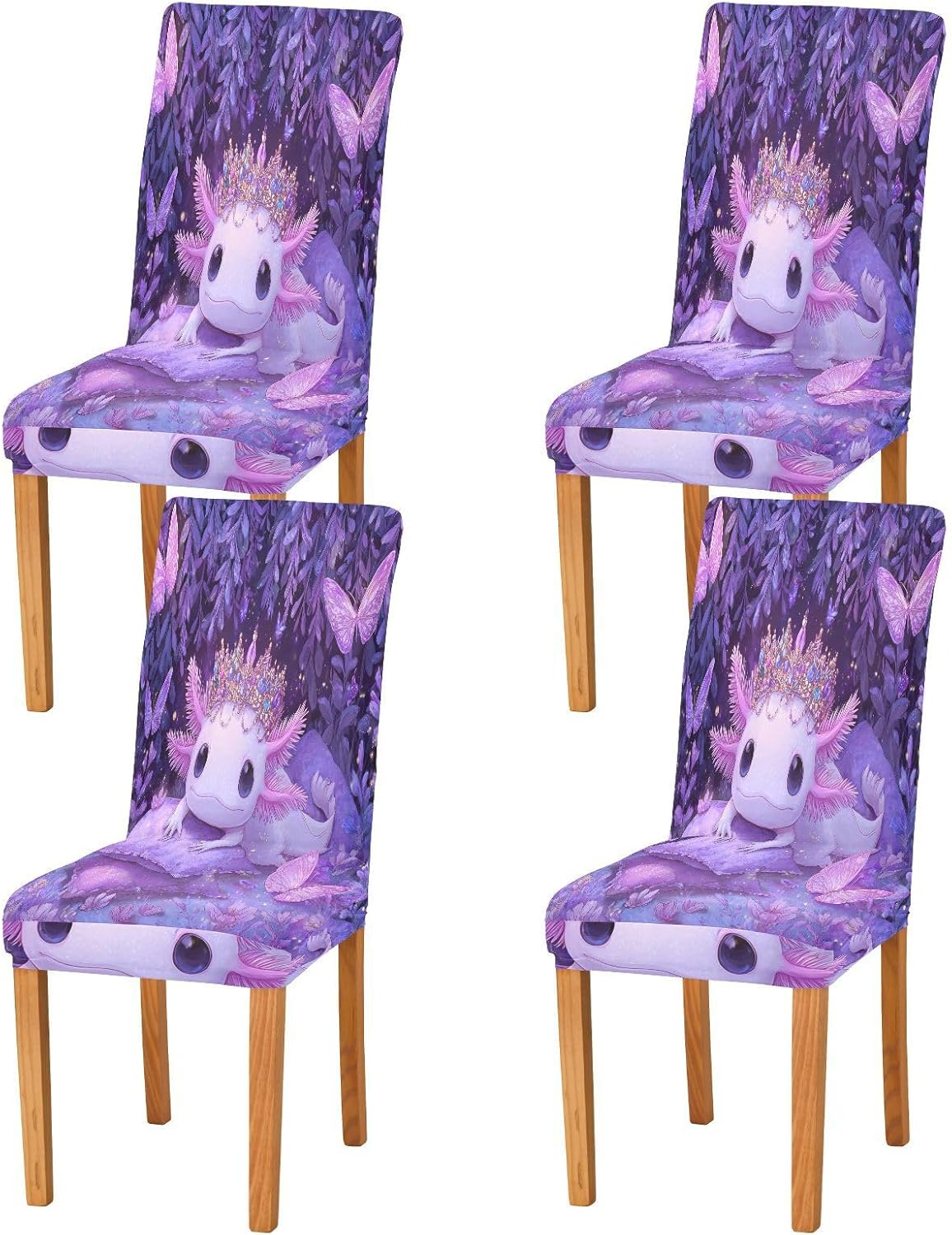 ALAZA Chair Covers for Dining Room, Salamander Pillow Crown Pattern Stretch Chair Cover Sets Chair Protector Removable Washable for Ktichen Restaurant Hotel