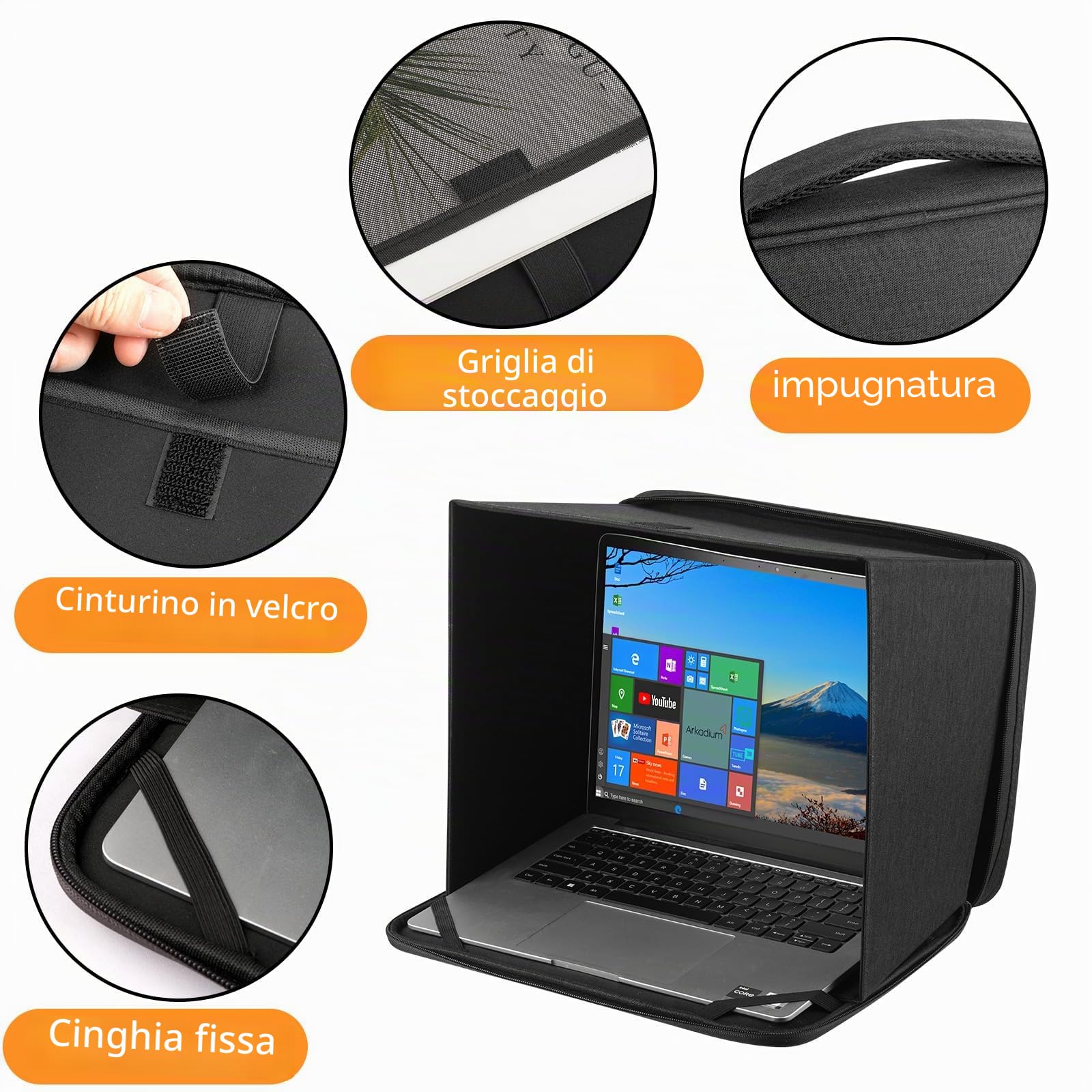 HoYiXi Parasole universale per computer portatile, per lavori all'aperto, protezione solare riflettente, per MacBook/Hp/Dell/Acer/Asus PC, Laptop Sun Shade Sleeve,Nero