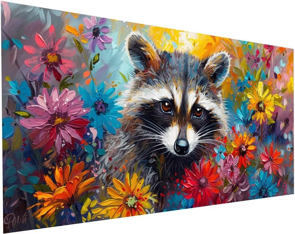 Diamond Painting Adulte XXL Animal 100x200 cm avec Broderie Diamant Fleurs 5D