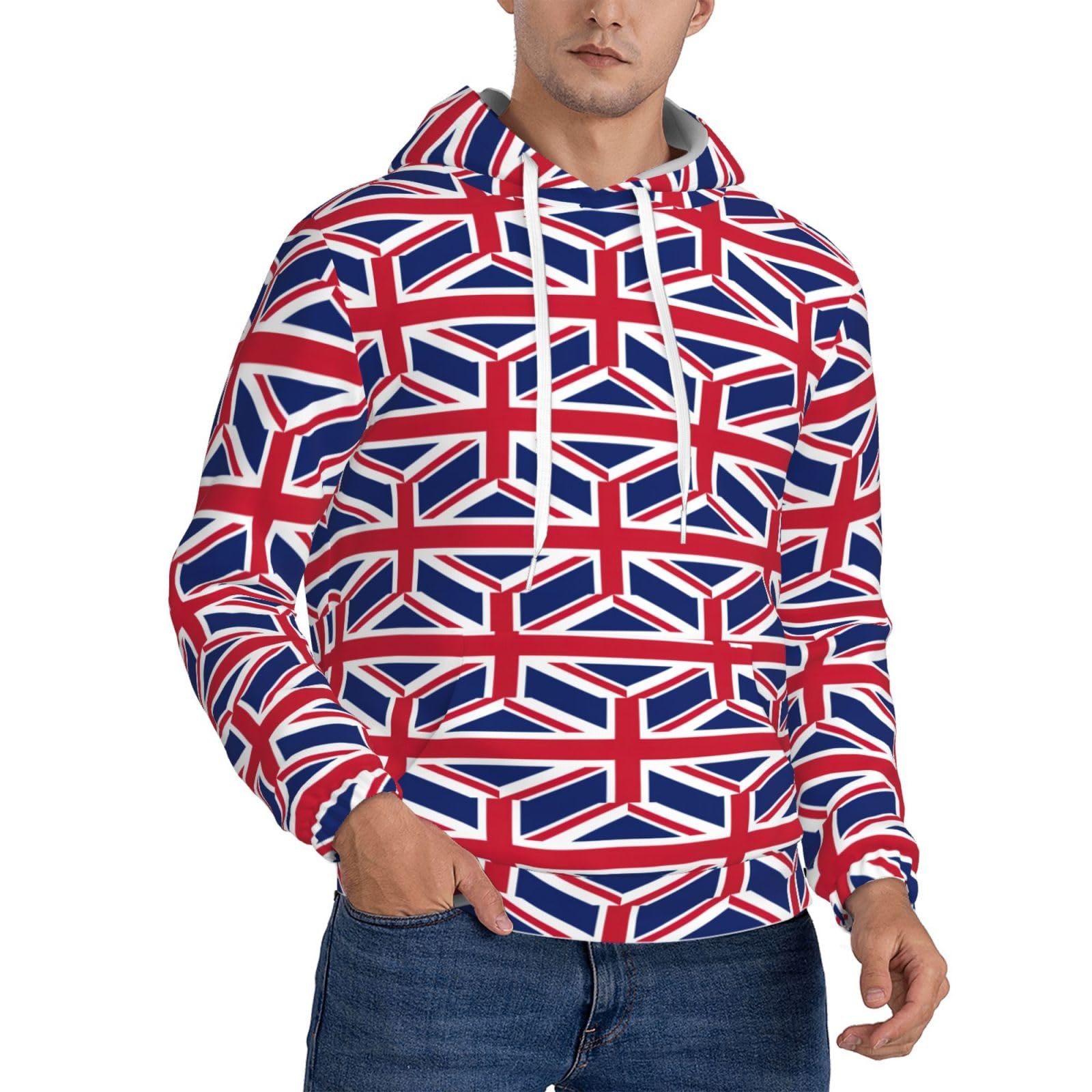 Sweat à capuche homme drapeau britannique pull polyester décontracté sport EdWal - 8
