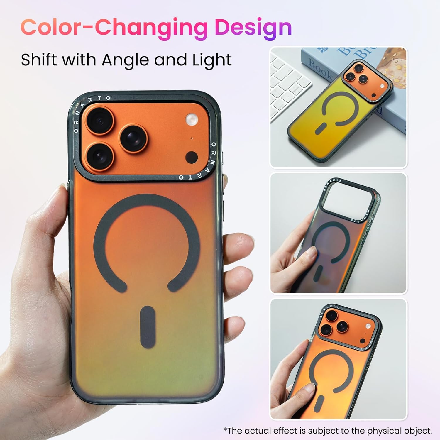 ORNARTO Compatible with iPhone 17 Pro Max Case 6.9", Electroplated Iridescent Gradient Cover, Compatible with MagSafe, Slim Rainbow Phone Case – Midnight Black - Image 2