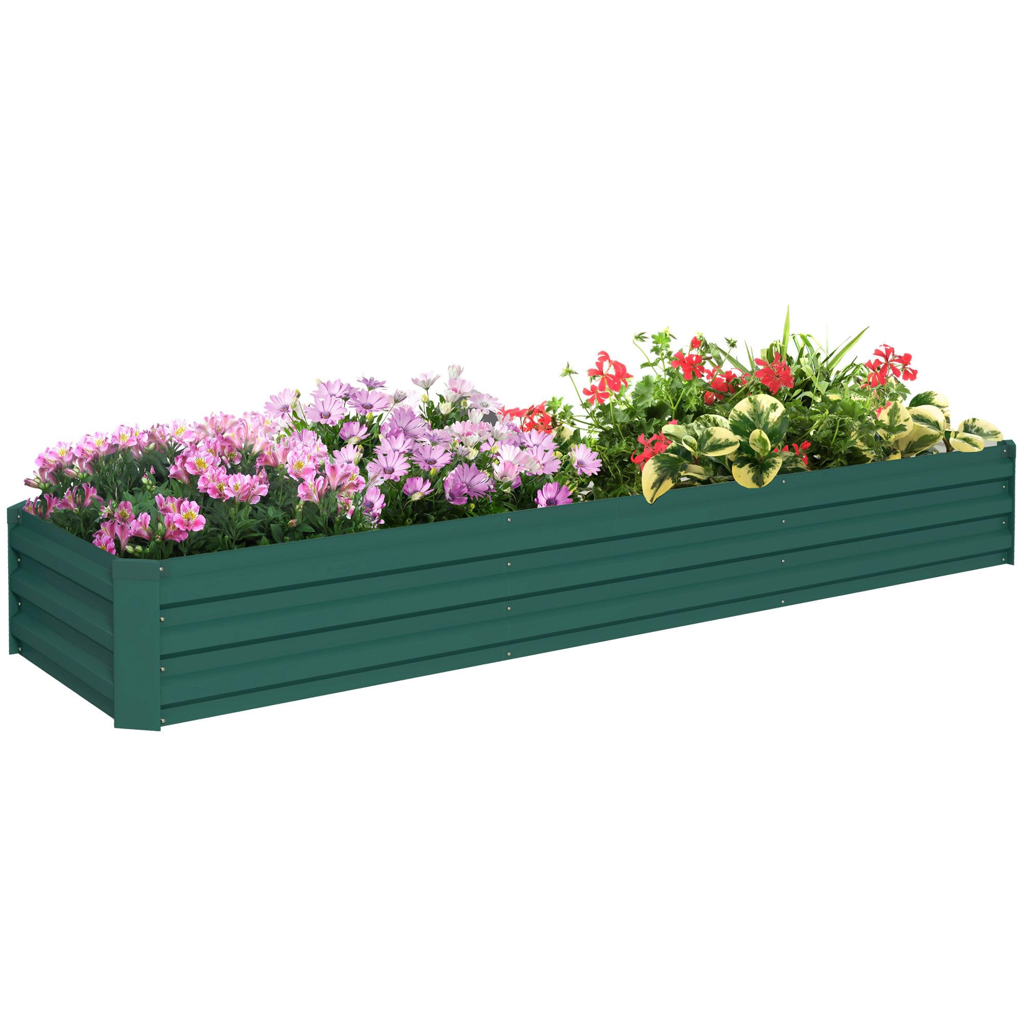 Outsunny Galvanised Raised Bed for Garden, 240 x 60 cm, Green