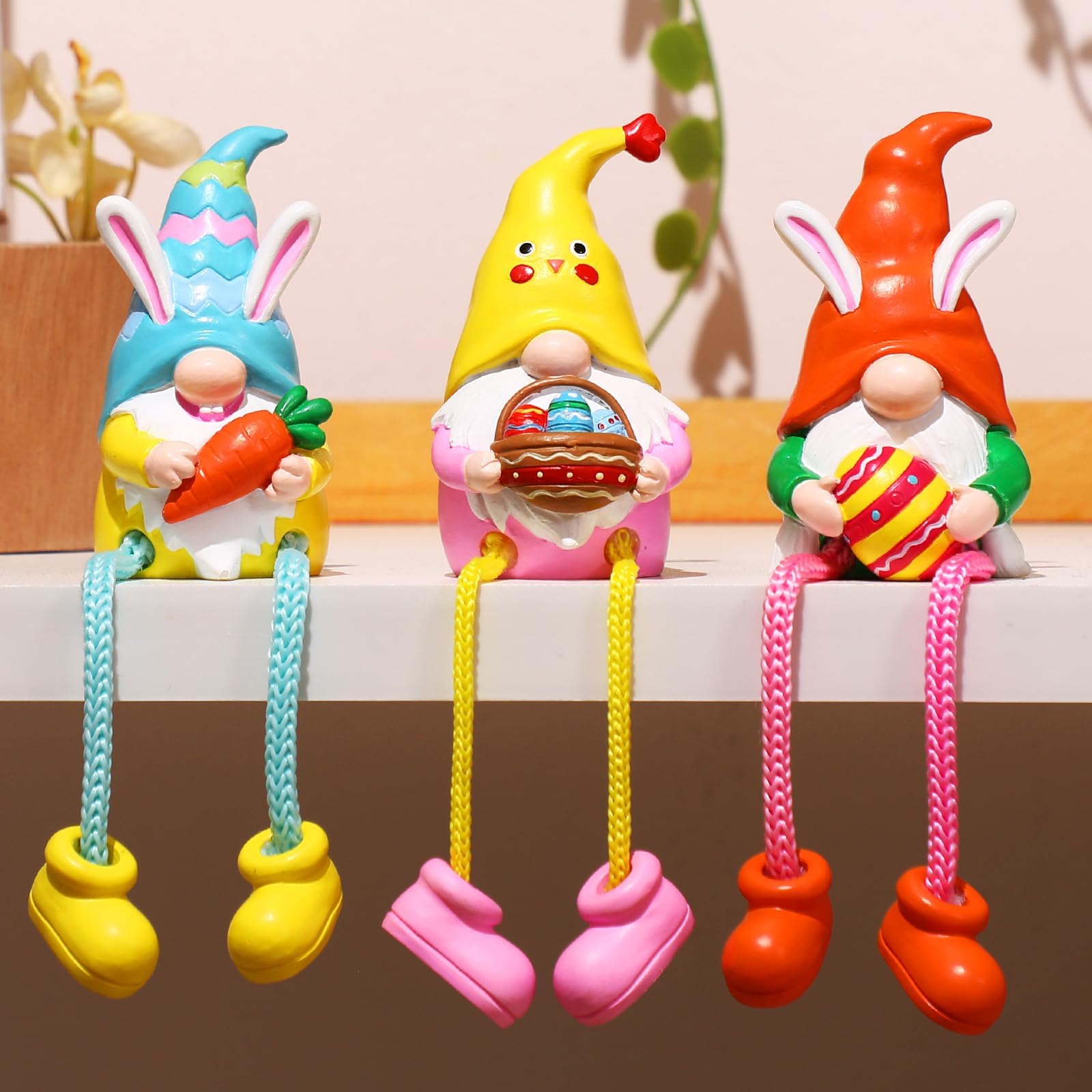 Anglechic 3 Pcs Easter Figurines Decorations Easter Bunny