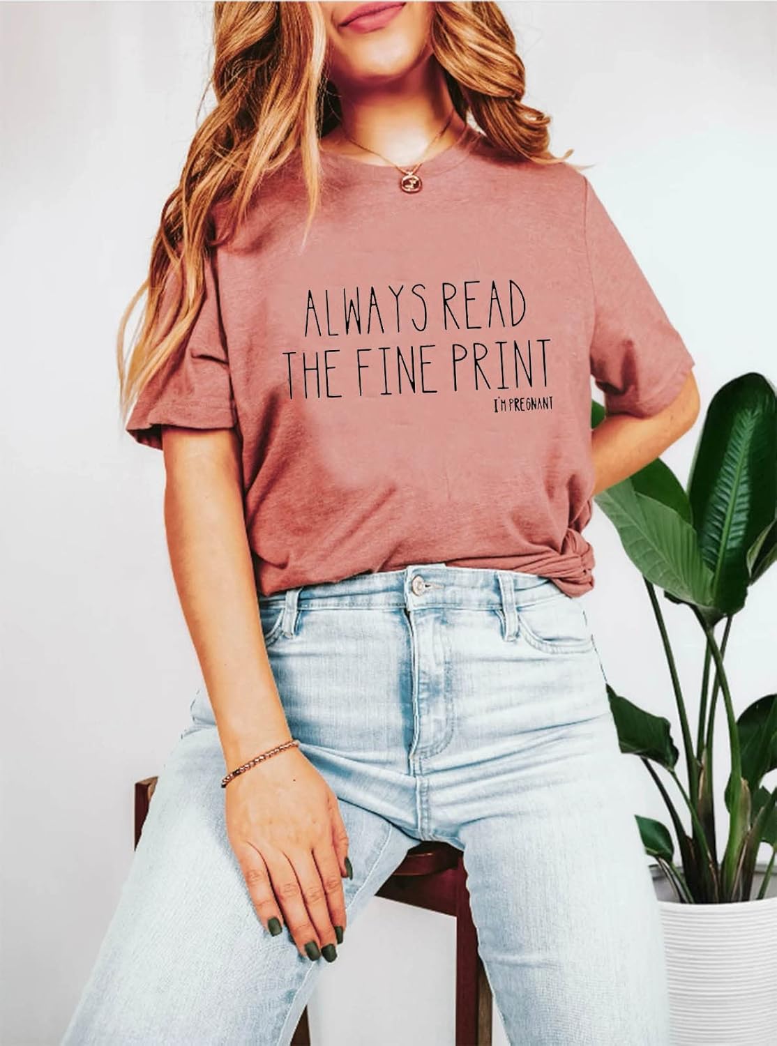 Always Read The Fine Print I'm Pregnancy T-Shirt Women Funny Maternity Shirt Casual Letter Print Graphic Tee Tops - Image 3