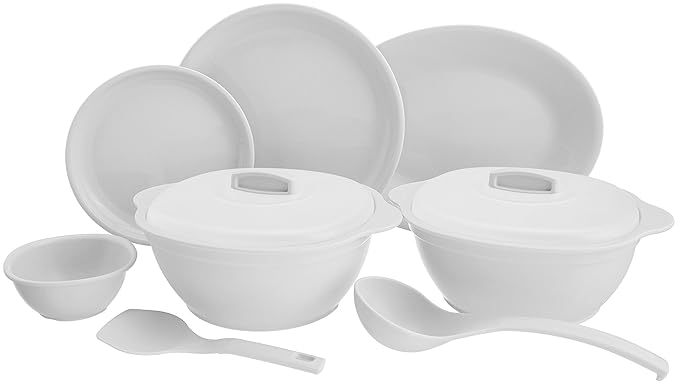 Signoraware Plastic Round Dinner Set (White) - 31 Pieces