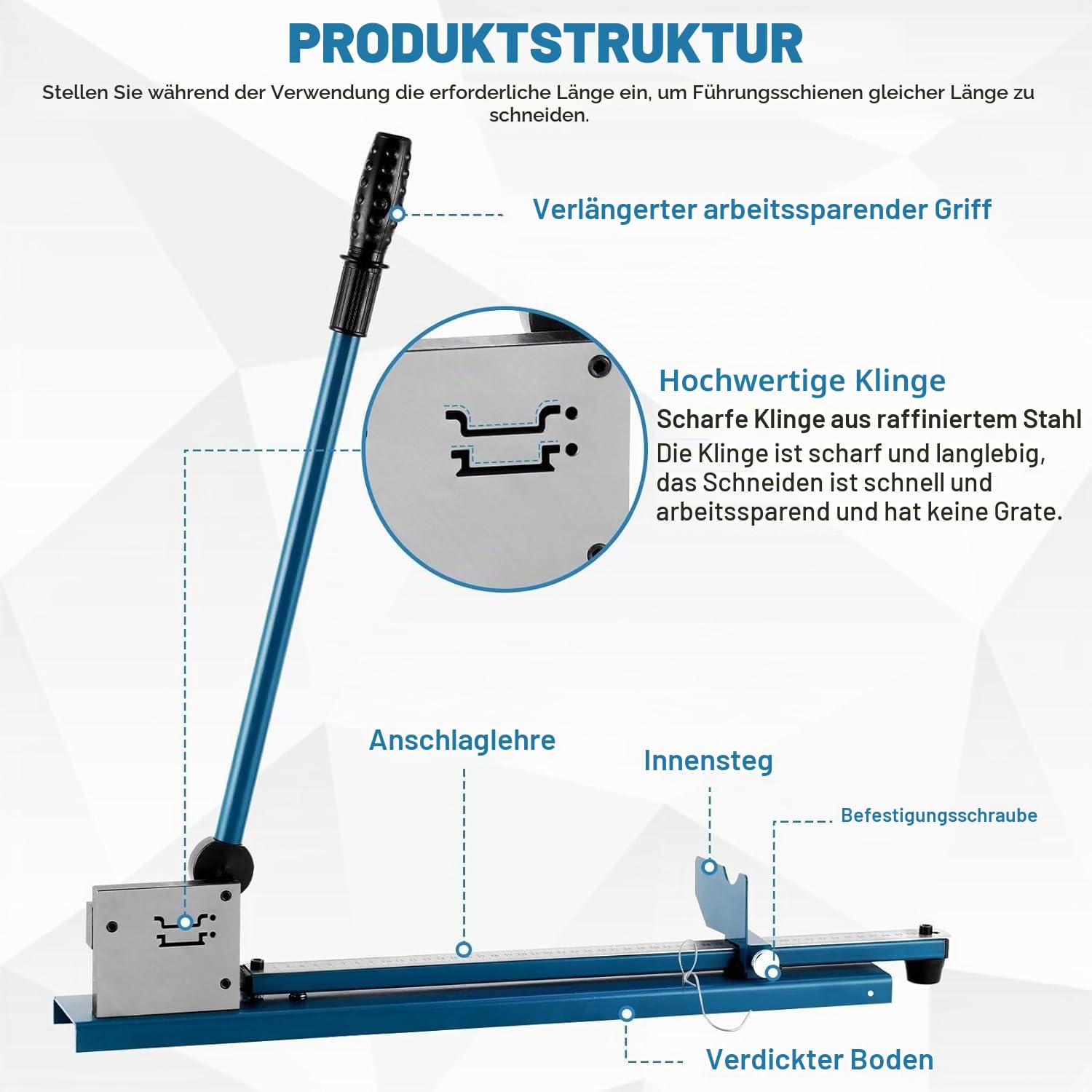 MXBAOHENG DIN Schienenschneider Din Rail Cutter Doppelloch-Schienen-Schneidemaschine mit Lineal zum Schneiden von Stahl/Aluminium Rai (Blau)