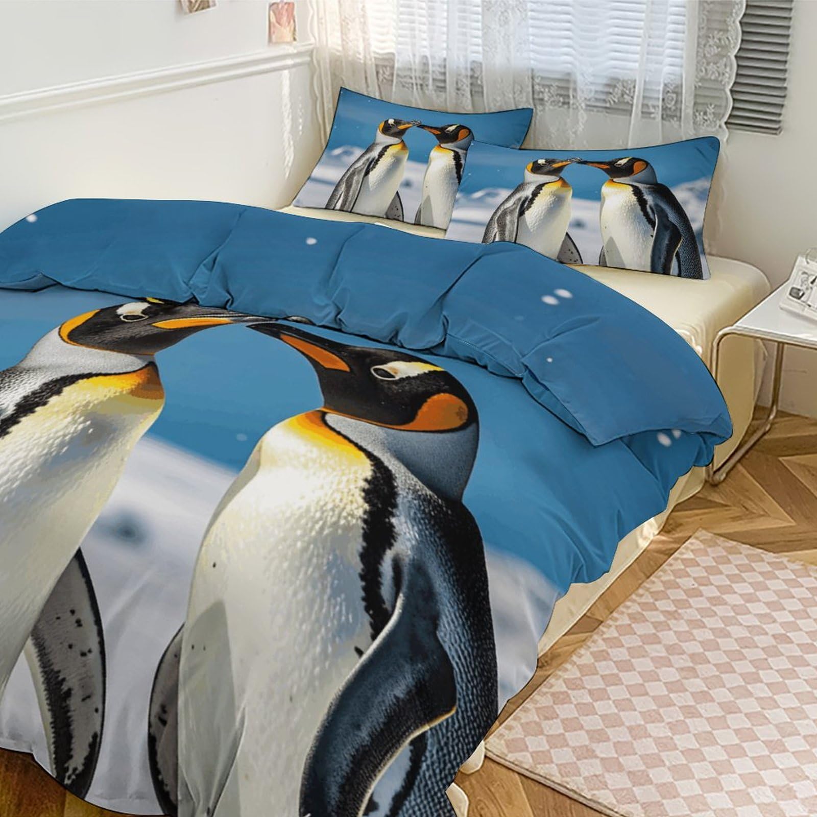 Housse de couette pingouins mignonne pour cocooner tout l'hiver dans une chambre douillette