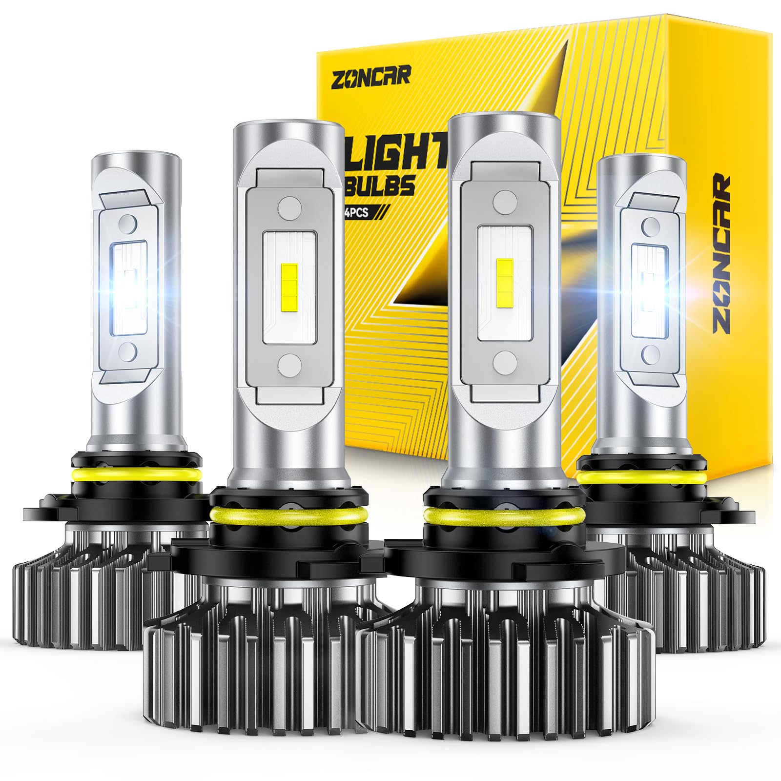 9005 9006 LED Bulbs Combo, 140000LM 13X Super Brightness HB3 HB4 Led Bulb, 6000K Cool White 9005/HB3 9006/HB4 Light Bulbs Kit, Long-Term Extended Lifespan with Smart IC, Pack of 4