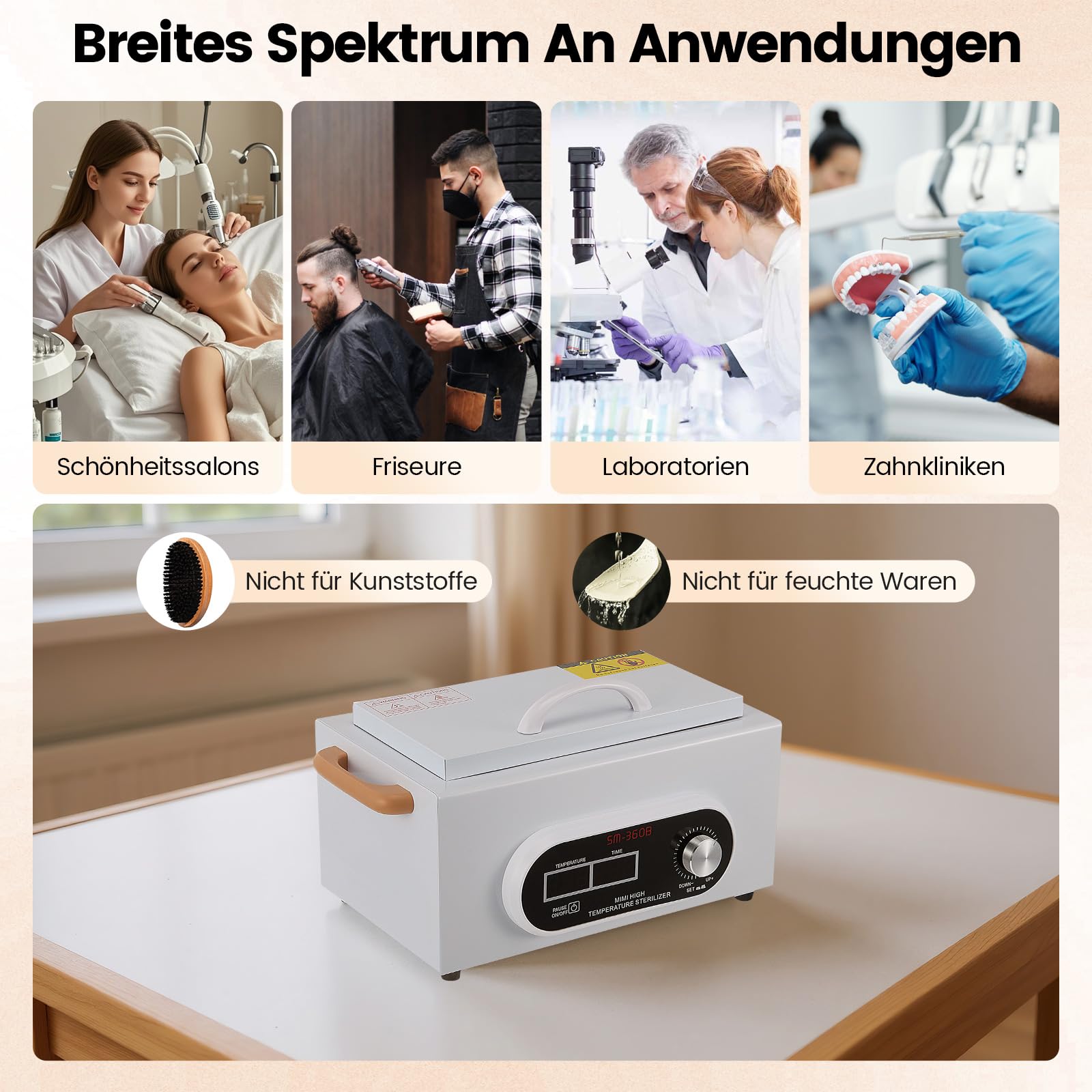 300W sterilisator für instrumente, 230℃ Heißluftsterilisator Desinfektion mit einstellbarem, Timer Kleine Sterilisatoren für Nagelwerkzeuge Kosmetikwerkzeuge Fußpflege
