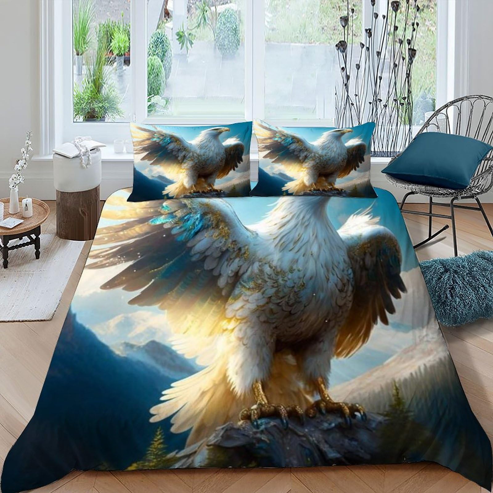 Housse de couette animaux sauvages King 220x240 couvre-lit microfibre avec taies d'oreiller