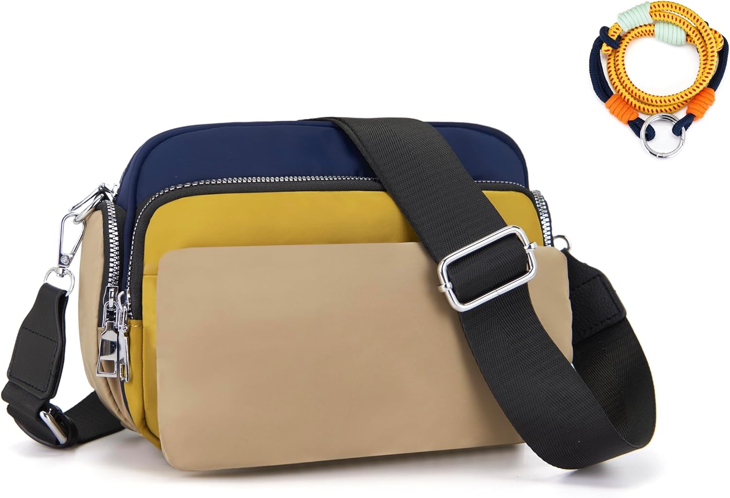 Cross body Purse Nylon Quilted Crossbody Bags for Women, Small Shoulder Handbag multi pocket purses with 4 Zippers, Travel | multi pocket purses