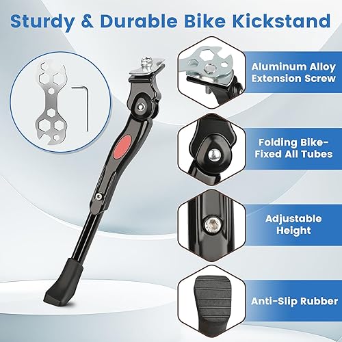 Miniatura 2 de VECKUSON Soporte para bicicleta de niños, soporte central para bicicletas de 16, 18, 20, 22 pulgadas, soportes ajustables de aleación de aluminio