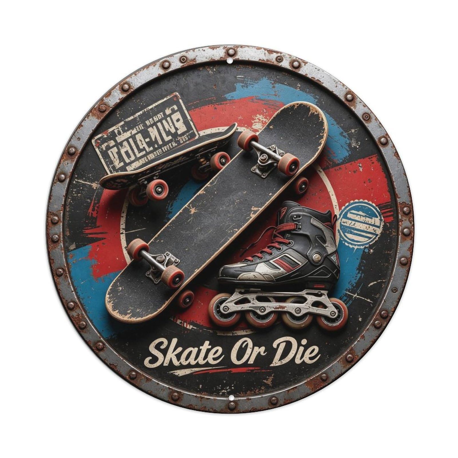 Skate Or Die Metal Tin Sign Plaque
