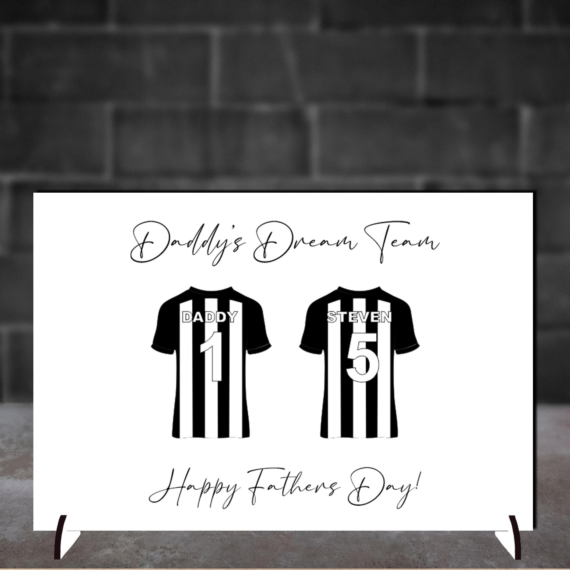 Personalised Football Plaque for Dads - Family Dream Team Football is the Game Design for Father’s Day or Birthdays Daddy's No.1 Team (MDF Wood - A4-30cm x 21cm, 2 Shirts)