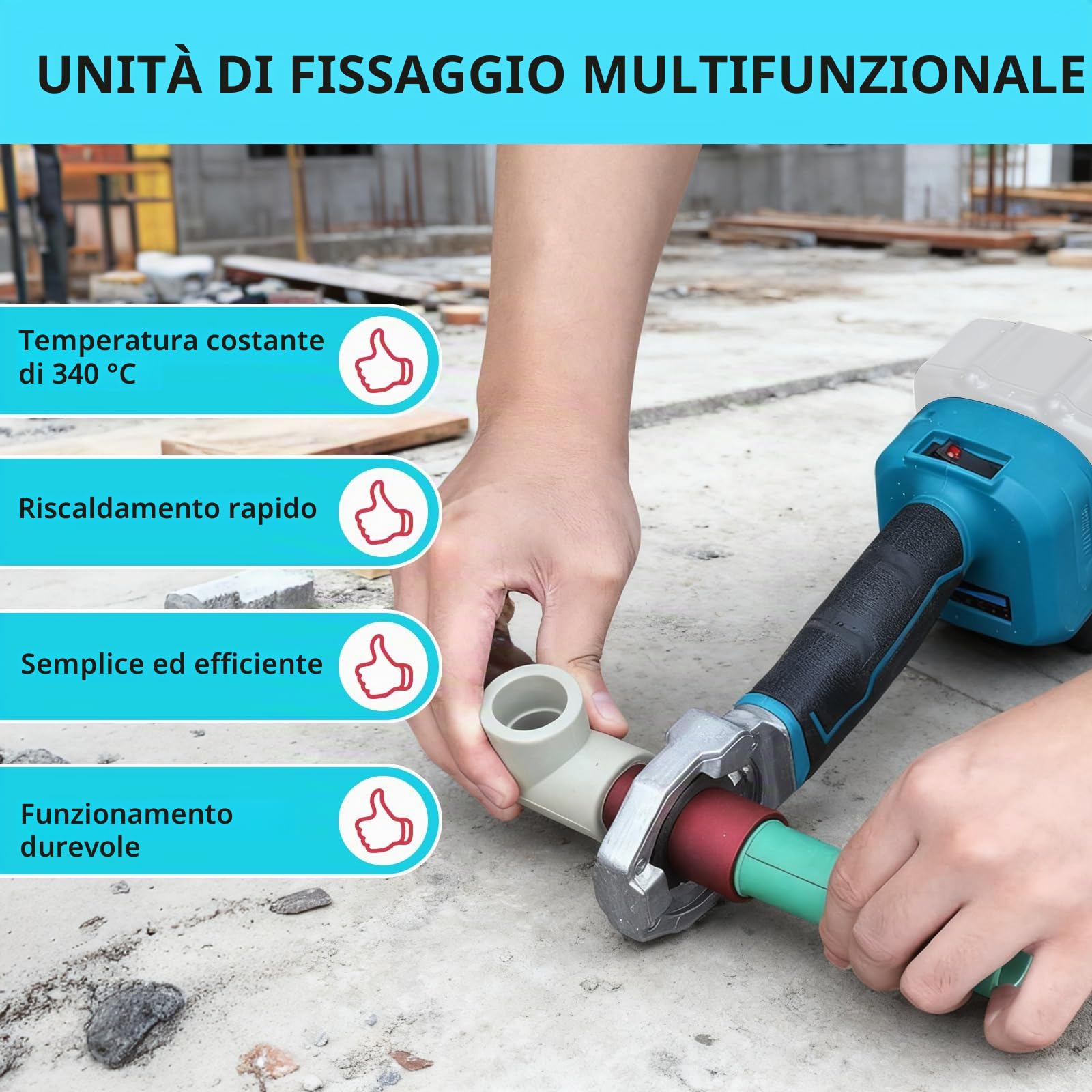 Saldatrice per Tubi PPR,Saldatrice per Plastica compatibile con Makita,Saldatrice a Manicotto,Adatto per PPR, PB, PE, Ecc, Tre Teste Di Taglio da 20/25/32 mm