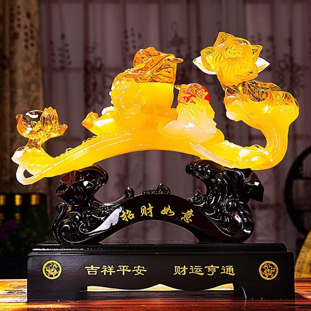 Feng Shui Ornements Jaune Couleur Ruyi Statue, Charme Chinois De La Prospérité Décoration De La Maison, Décor Bénédiction Cadeau