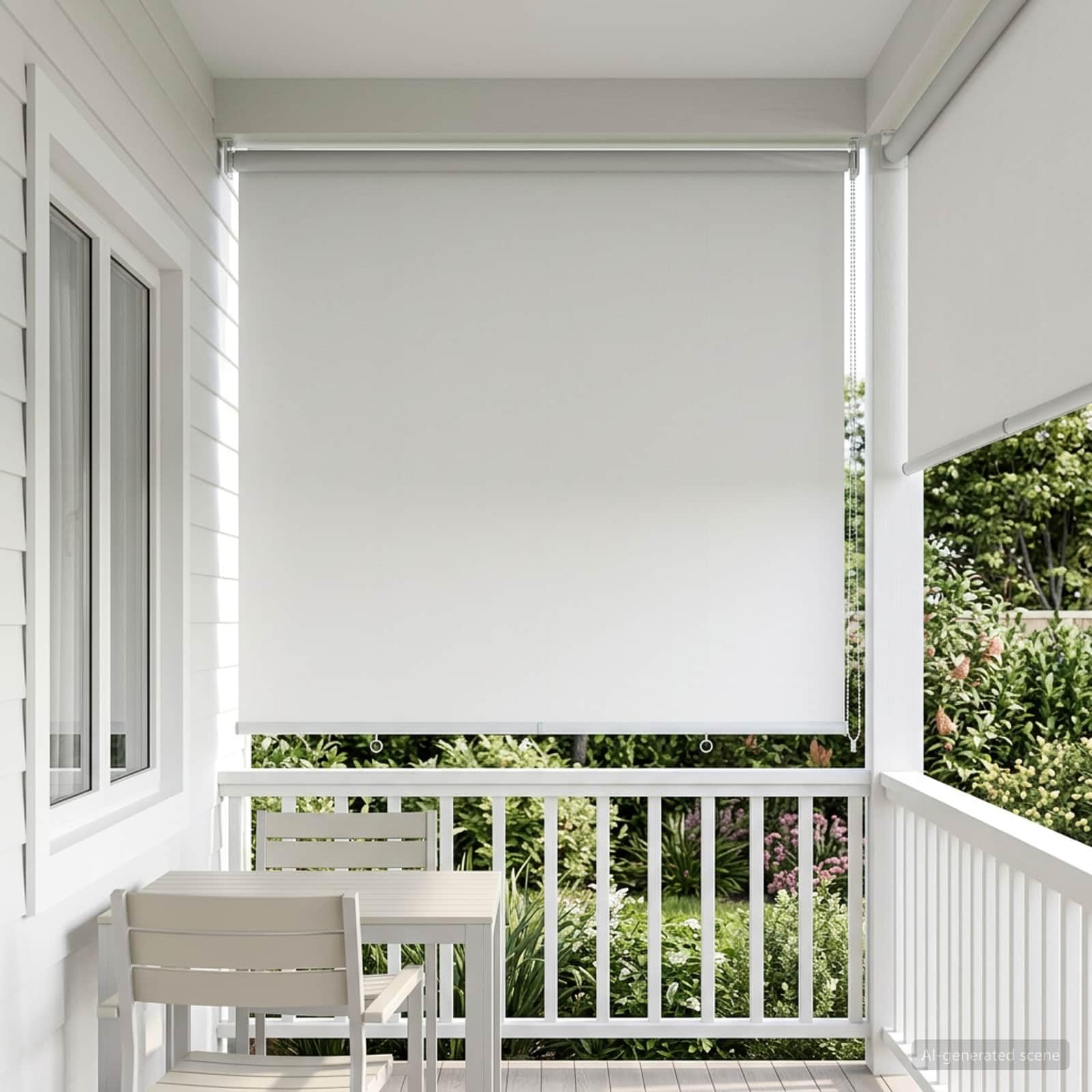 Tenda avvolgibile in poliestere, bianco | Montaggio a parete o a soffitto, controllo termico, privacy, resistente ai raggi UV, per soggiorno o serra