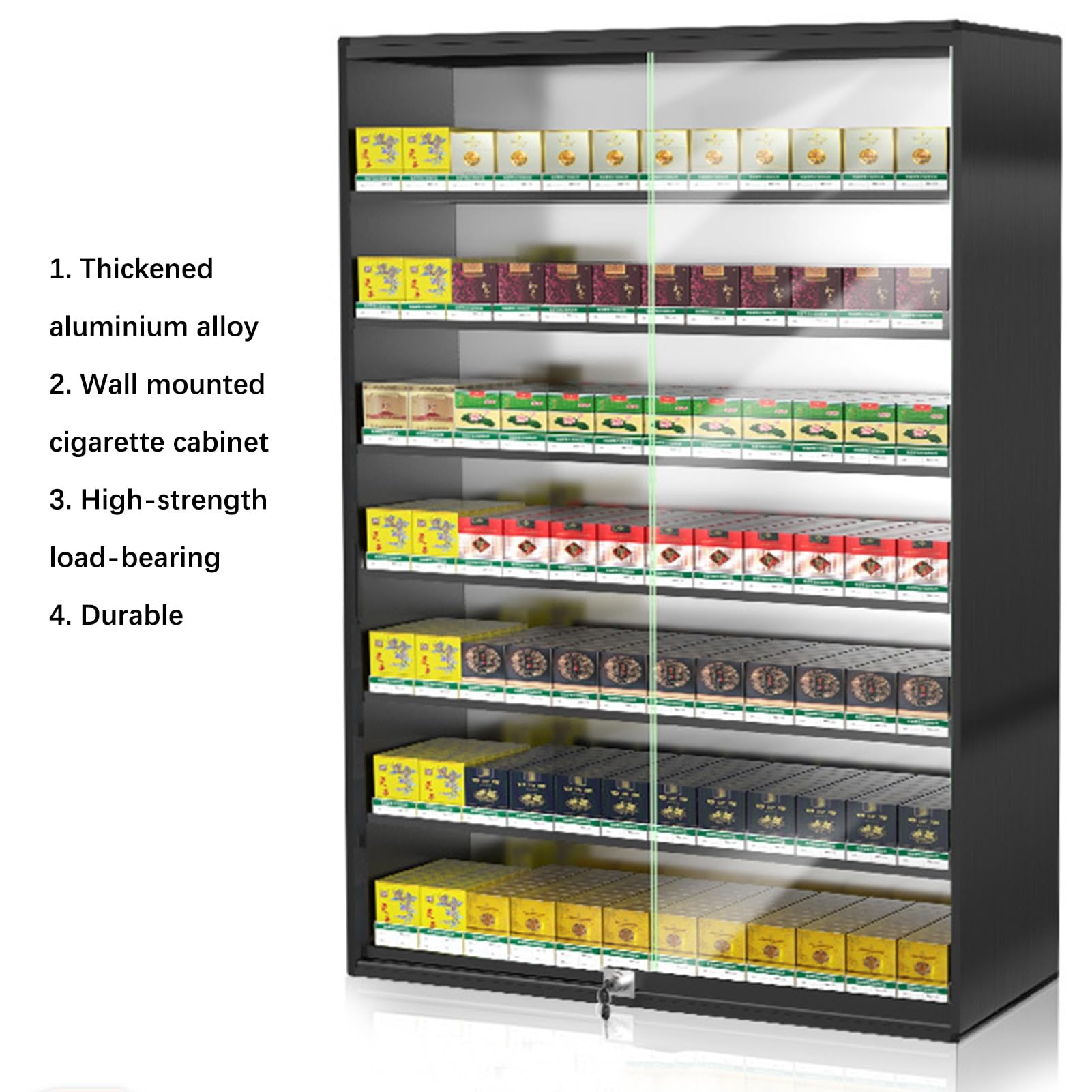 Expositor de cigarrillos, estantes de exhibición para tiendas minoristas, supermercados y mercados, vitrina de exhibición de cigarrillos de pared, organizador d,Black-15.16x6.81x17.72in/38.5x17.3x45CM
