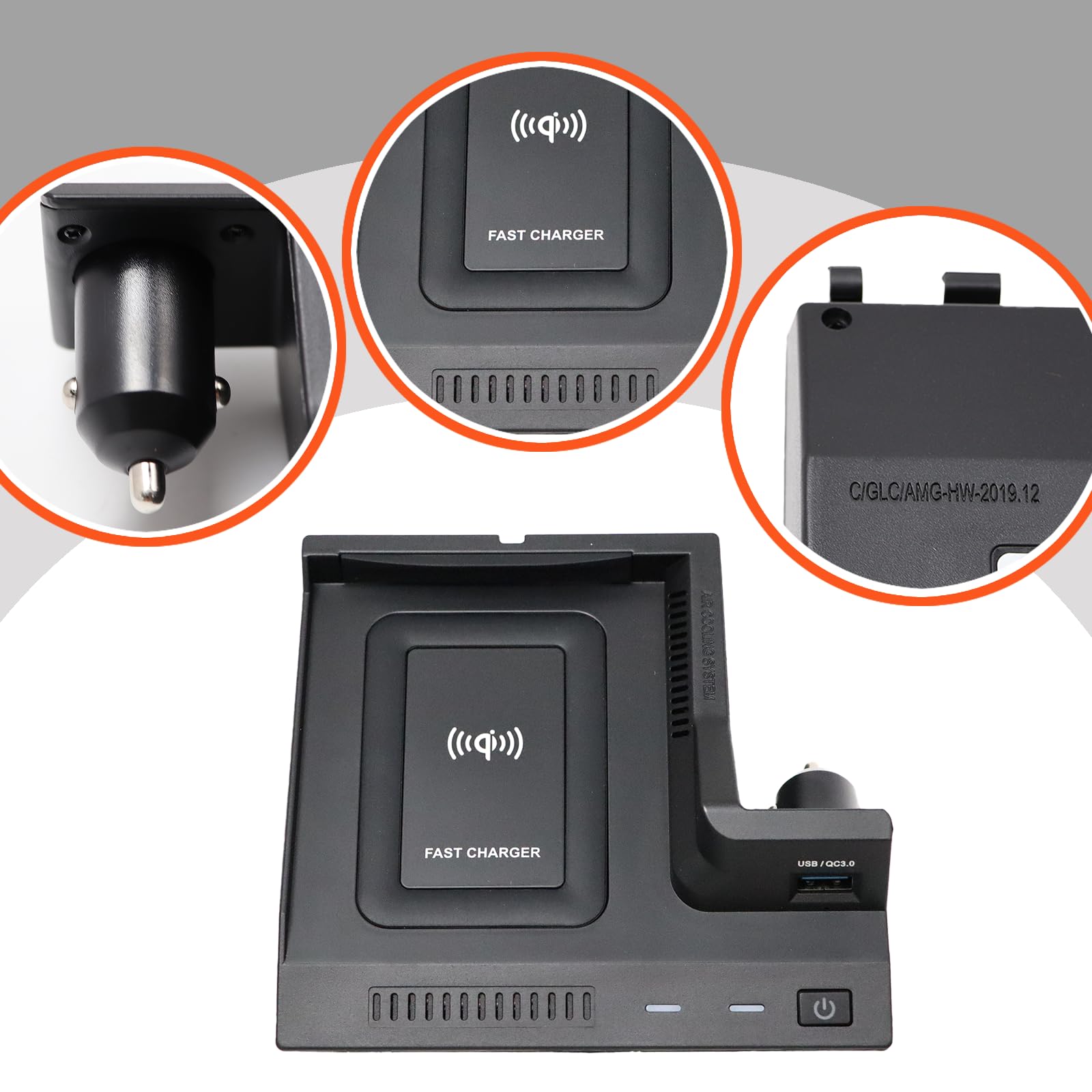 Bezprzewodowa ładowarka samochodowa QI bezprzewodowa ładowarka kompatybilna z klasą C W205 GLC X253, bezprzewodowa stacja ładująca do telefonu komórkowego, ładowarka samochodowa, bezprzewodowa