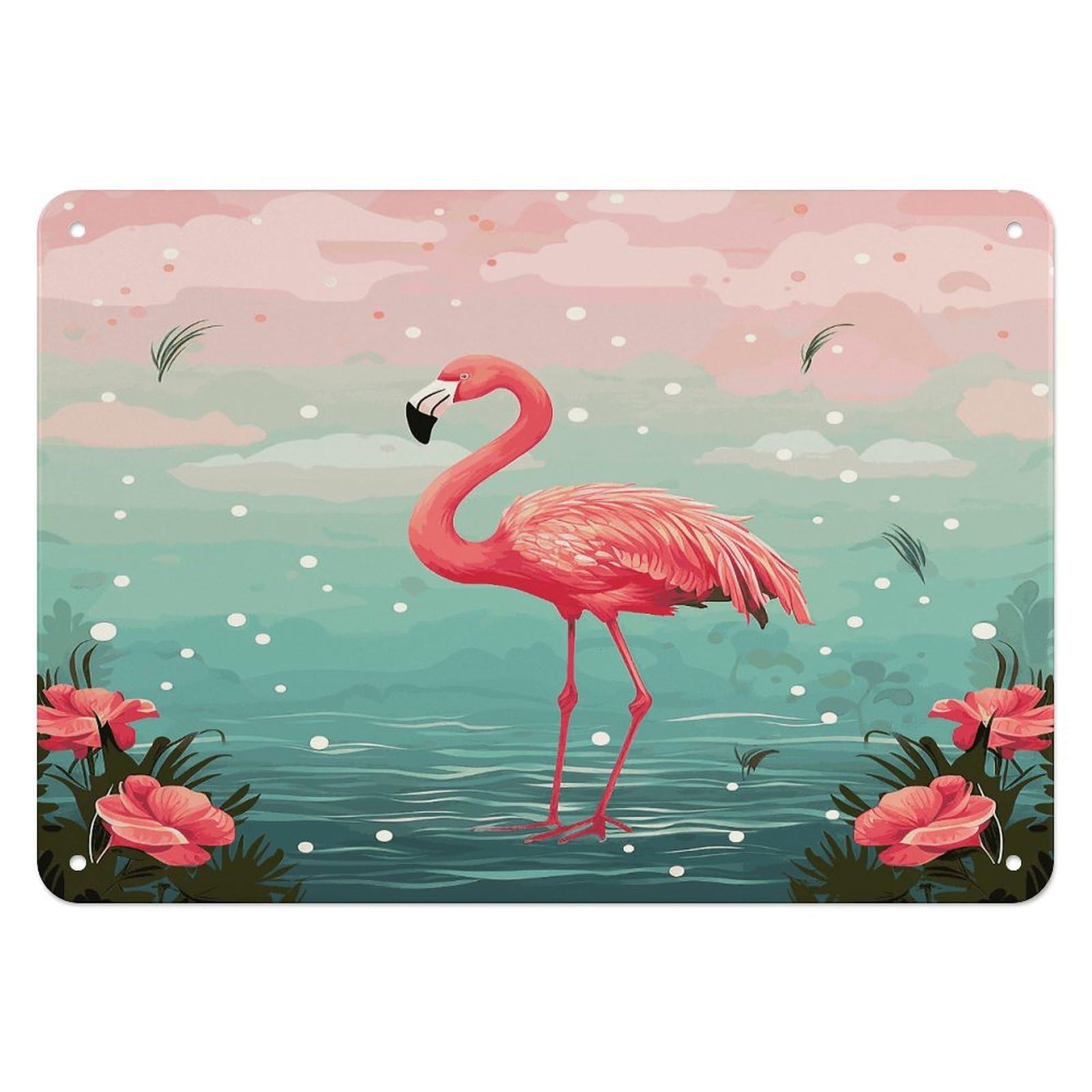 Fodpand Style Flamingos Retro Vintage Metal Tin Sign,Wall Art Decor Garden Plaque Poster For Bedrooms Yard Bars Pubs Patios Porches 7.9X5.5 Inch