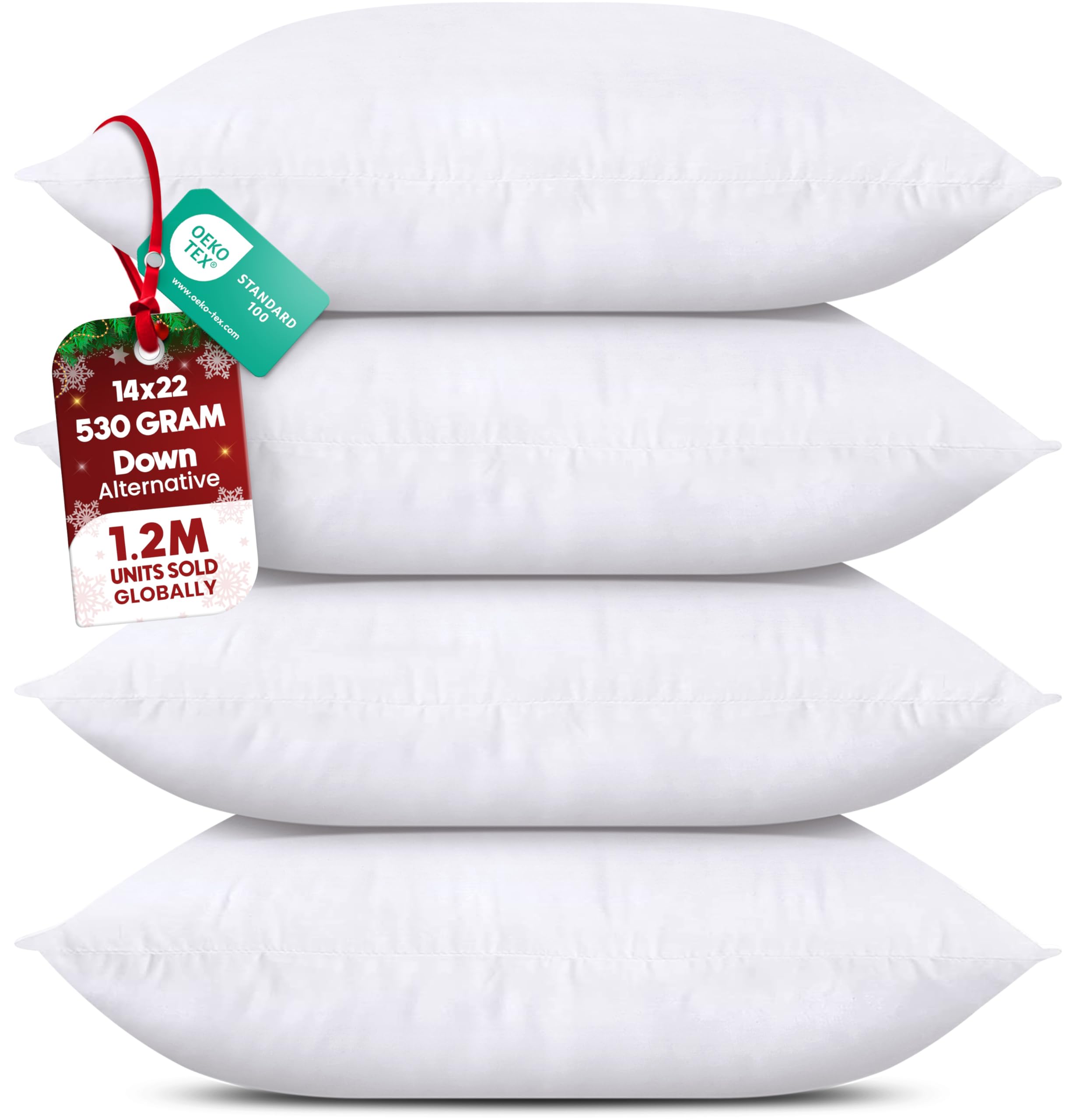 Utopia Bedding Throw Pillows Set of 4 White 14 x 22 Inches Down Alternative Pillows for Bed Sofa