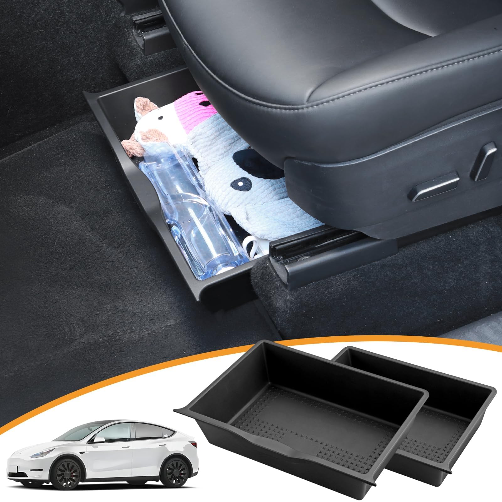 2PCS Model Y Für Tesla Sitz Organizer Box Rutschfeste Vordersitze Langlebiges Autozubehör Aufbewahrungsbox TPE-Material Hohe Temperaturbeständigkeit Zum Auto Ordentlich