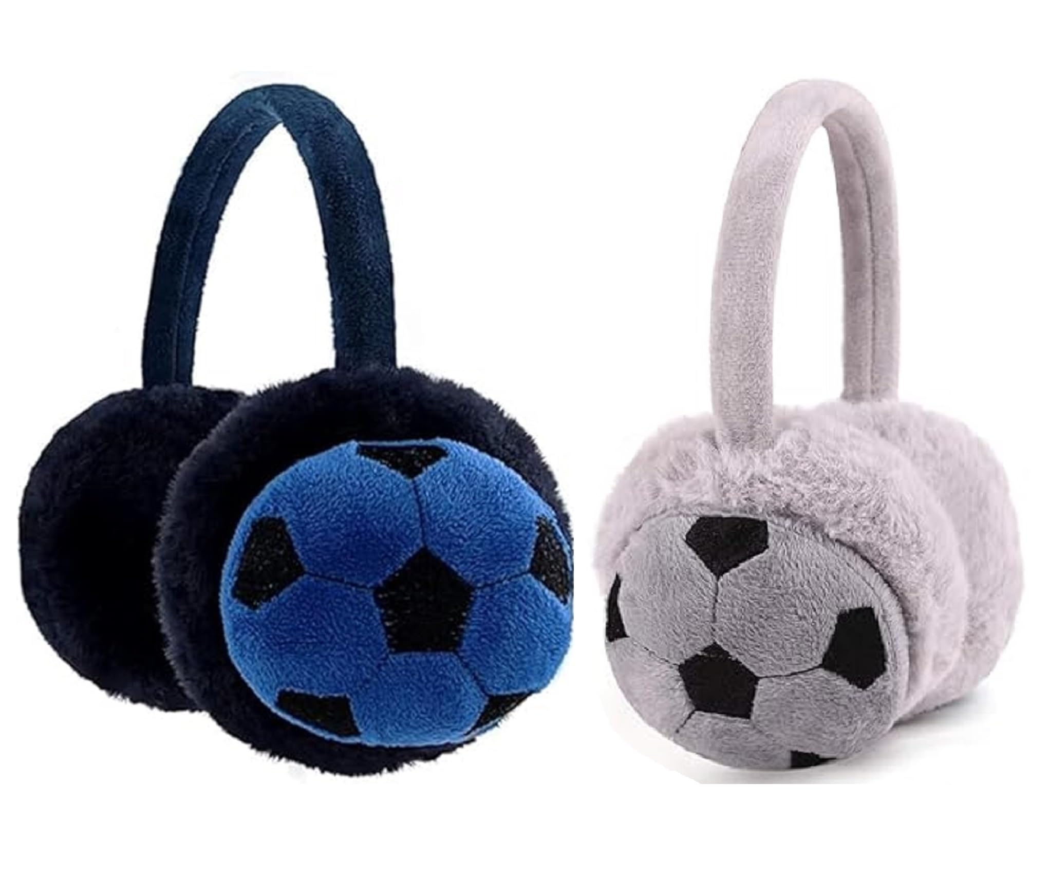 Capieum Soccer Ball Design Plush Earmuffs, Multicolor Winter Ear Warmers, Winter For Kids And Adult, Pack 2