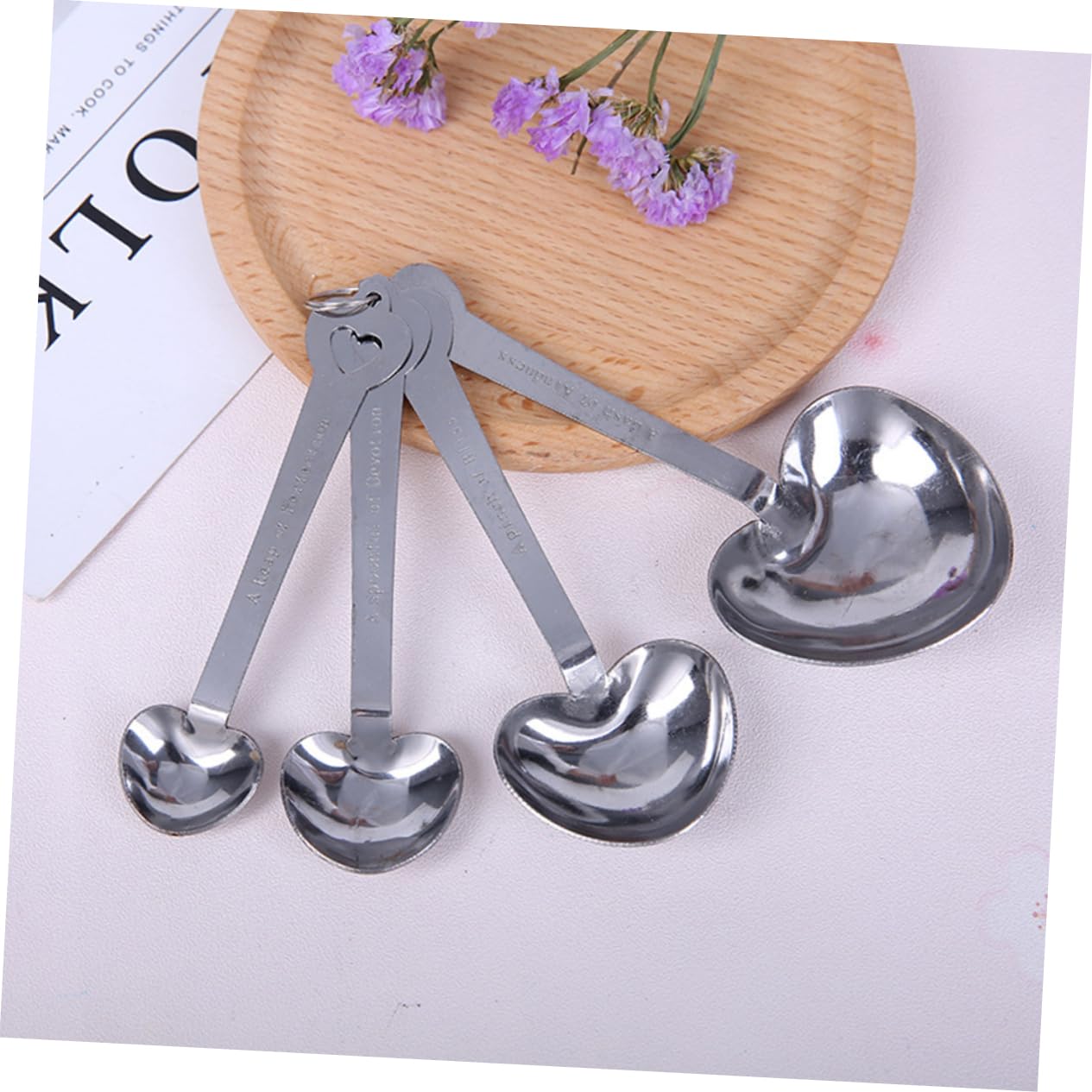 4Pcs Heart Shaped Measuring Spoons - Stainless Steel Baking Cups Set, Kitchen Gadgets