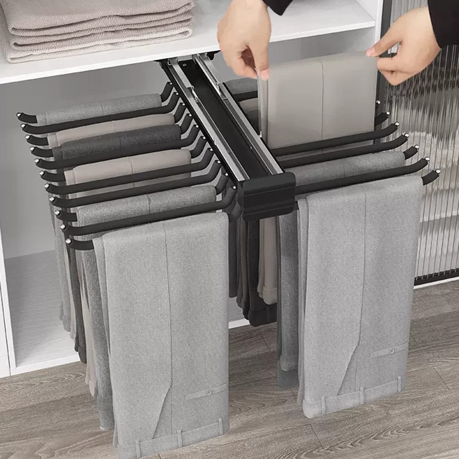 Porte-pantalons extractible 22 barres pour un rangement de dressing