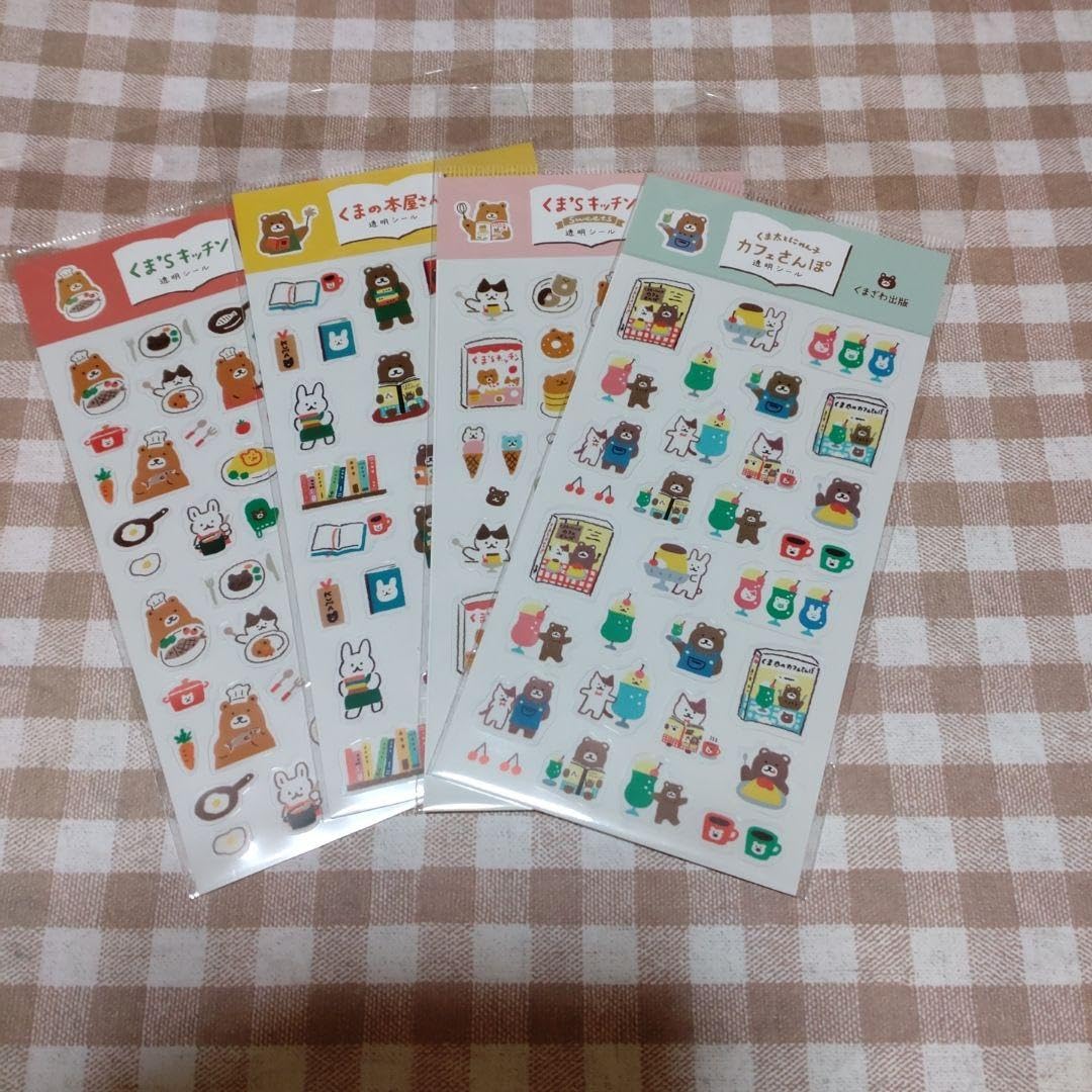 Amazon.co.jp: 古川紙工くまざわ書店 くまざわ出版透明シール4種類  
