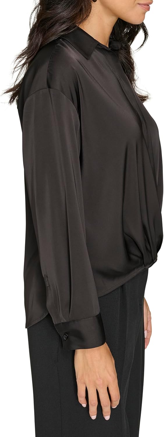 Calvin Klein Womens Cuff Long Sleeve Blouse