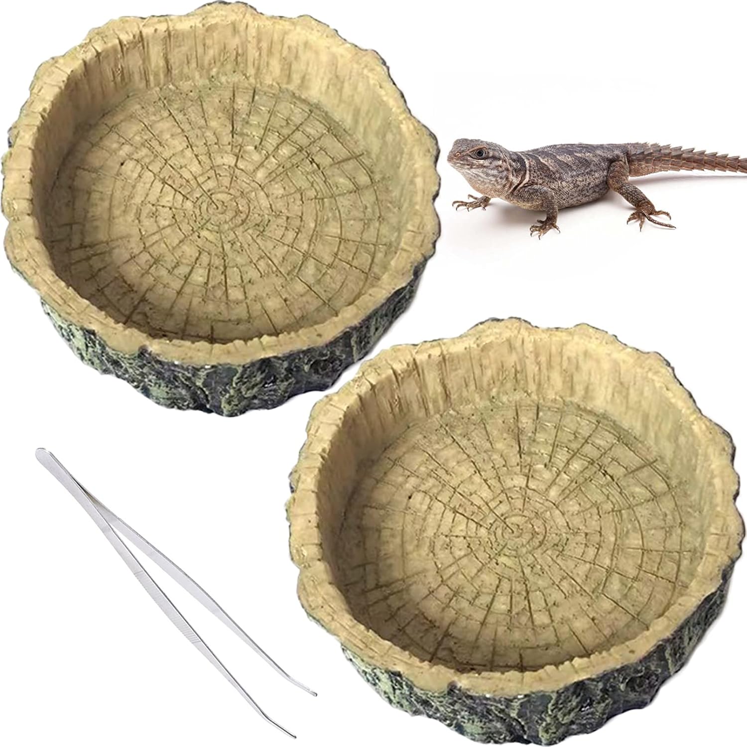 Hamiledyi OFFicial Reptile Water Dish Food Bowl Rock Resin PCS 3 Tortoise