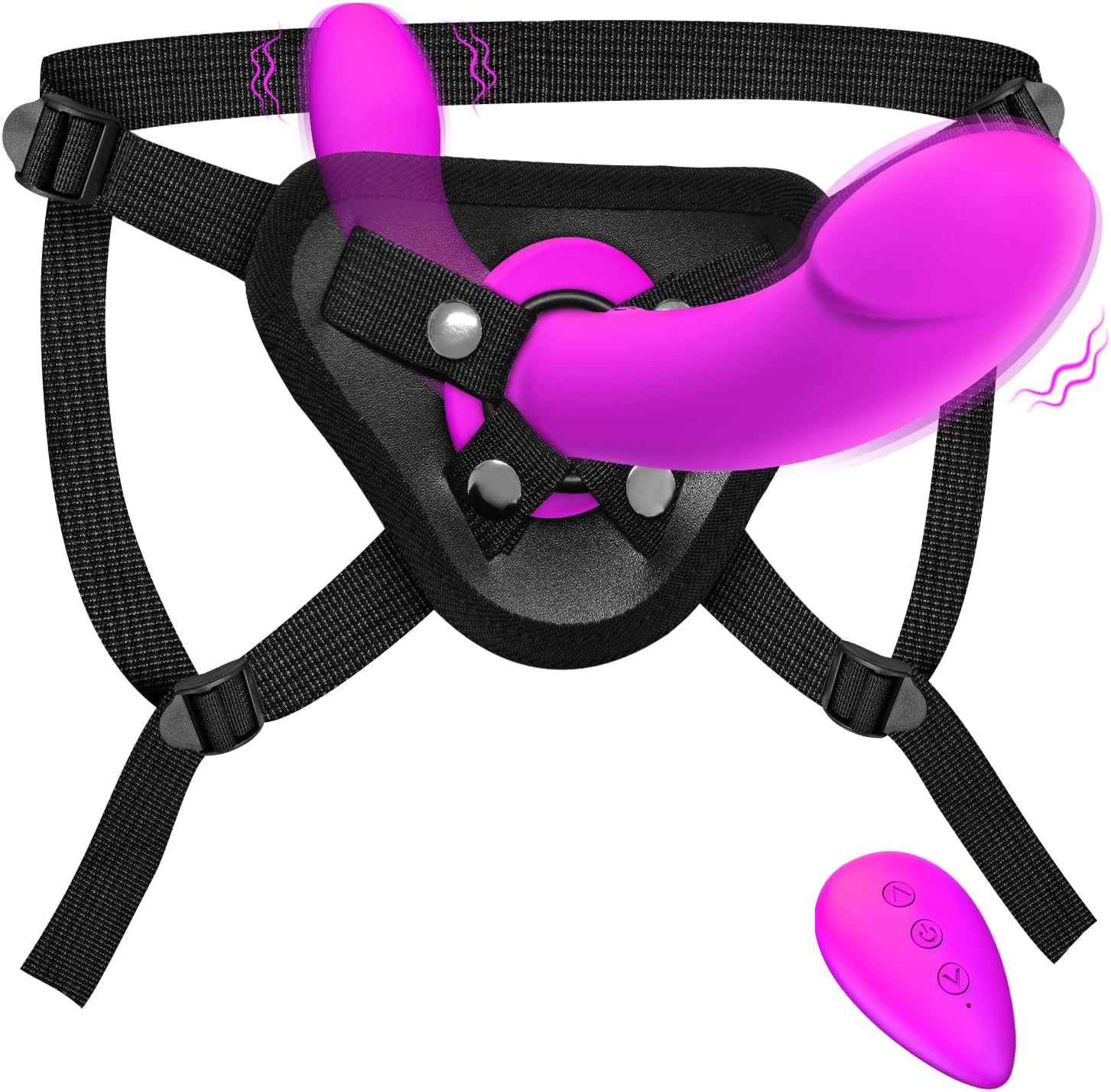 Vibrating Strap On Dildo - Double Ended Dildos Silicone Women Sex Toys, Strap-on Harness Remote Control Vibrator with 10 Vibration Modes, Lesbian Strap On Anal Fantasy Dildo Couple Sex Toy