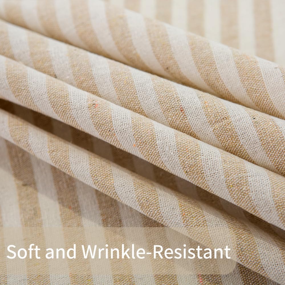 Baumwoll-Leinen-Tischdecke, gestreifte Quaste, rechteckig, staubdicht, für Küche, Esszimmer, 140 x 220 cm, Beige