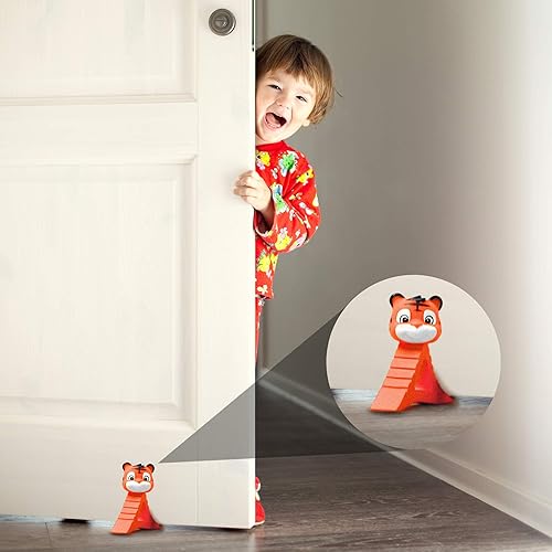 Miniatura 8 de Pekasa - Tope de puerta para niños, diseño galardonado, tope de puerta de goma resistente, funciona en cualquier superficie de piso y cualquier tipo
