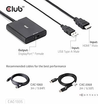 Amazon.com: Club 3D CAC-1335 HDMI 2.1 to DisplayPort 1.4 4K120Hz